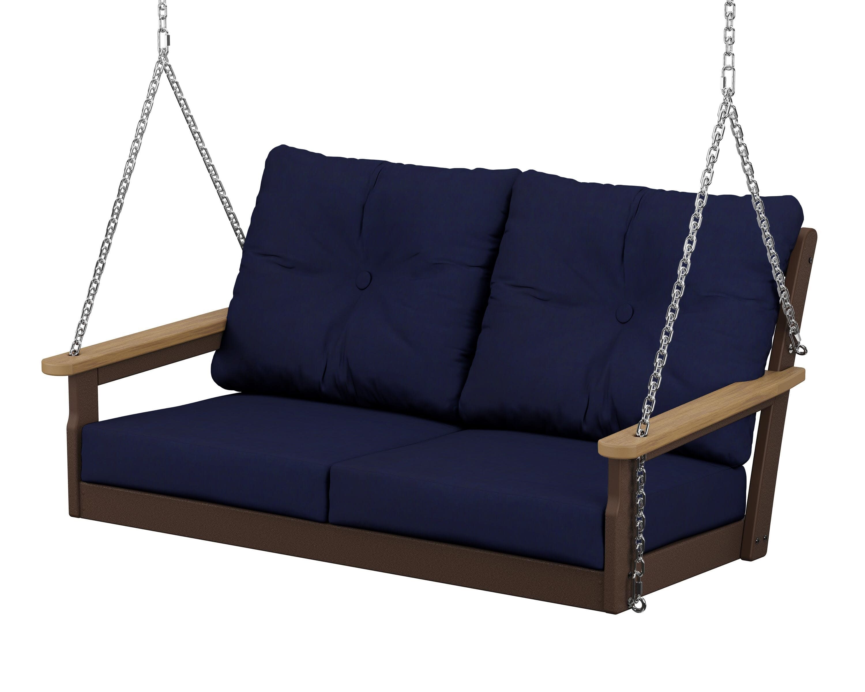 Vineyard Deep Seating Swing in Mahogany / Natural / Navy