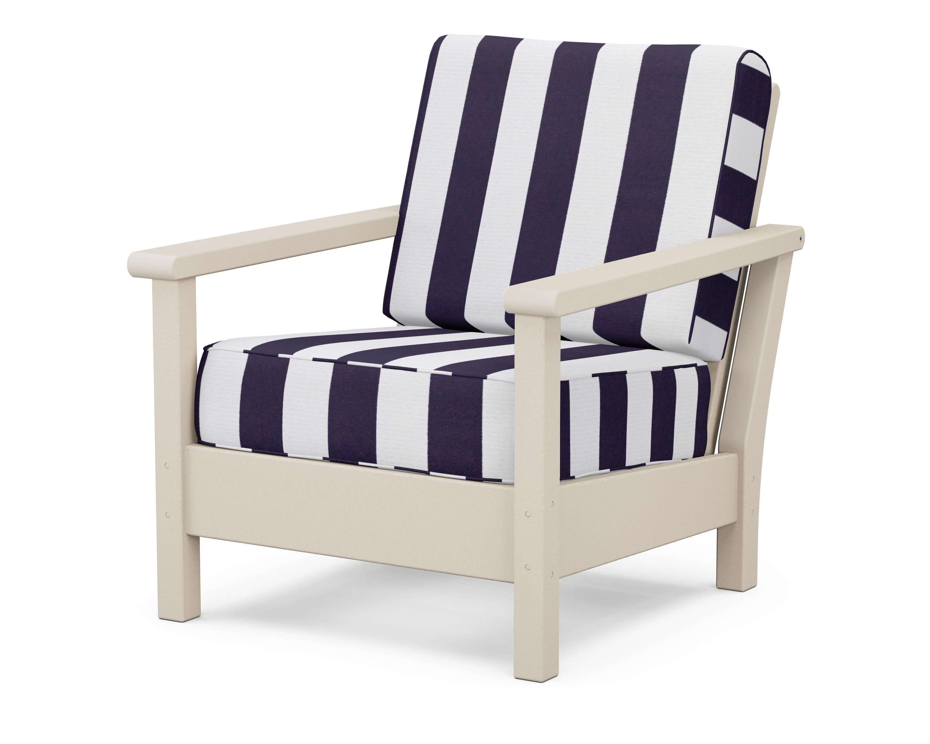 Harbour Deep Seating Chair in Sand / Cabana Stripe Navy