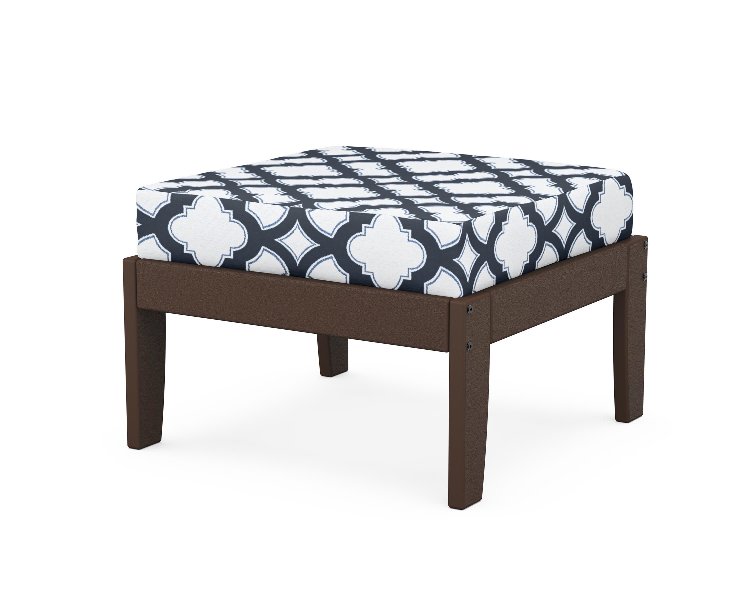 Modular Ottoman - Classic in Mahogany / Trellis Marine Indigo
