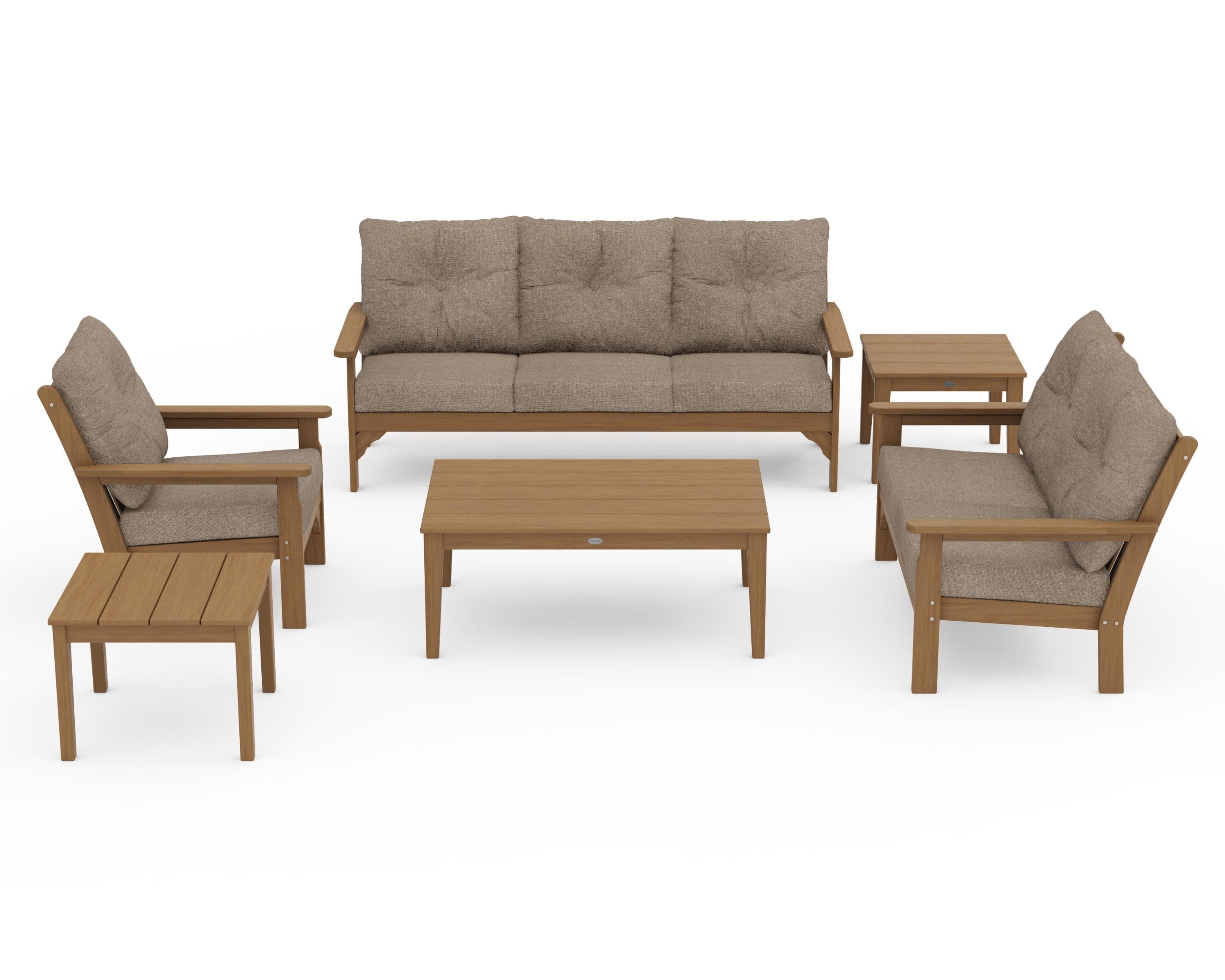 Vineyard 6-Piece Deep Seating Set in Natural / Spiced Burlap