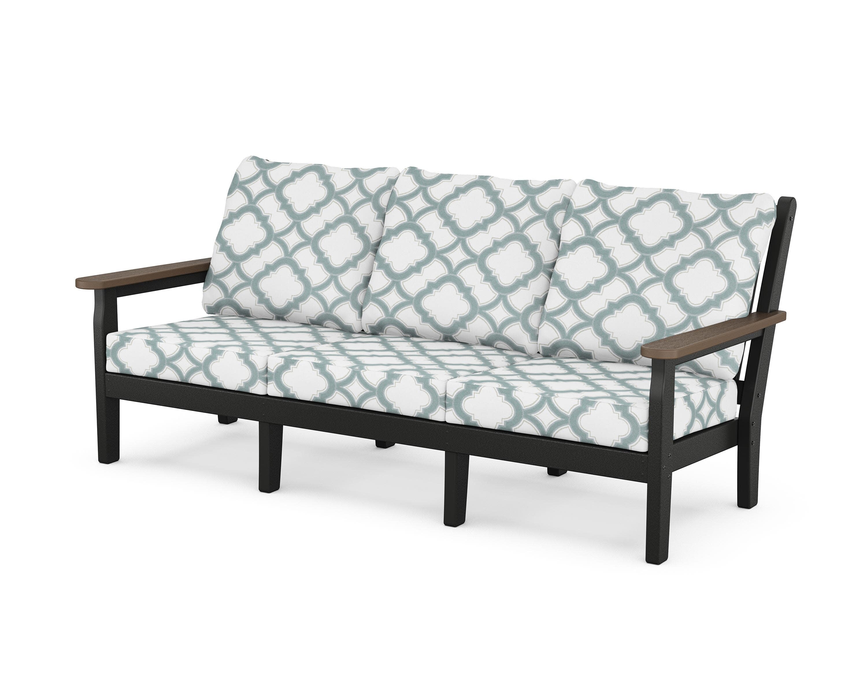 Chippendale Deep Seating Sofa in Black / Kona / Trellis Glacier Spa
