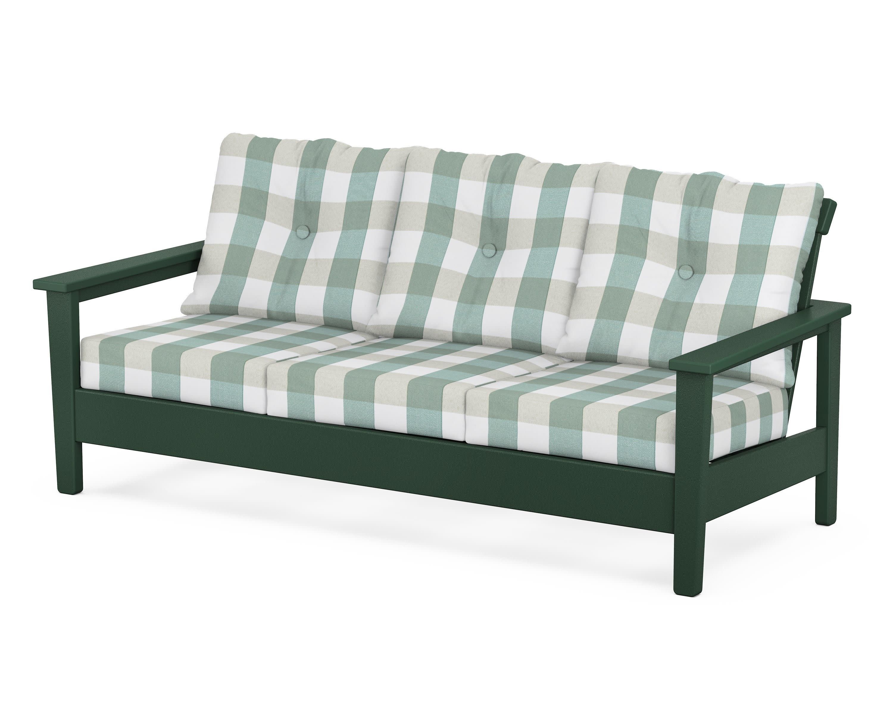 Prescott Deep Seating Sofa in Green / Buffalo Plaid Glacier Spa
