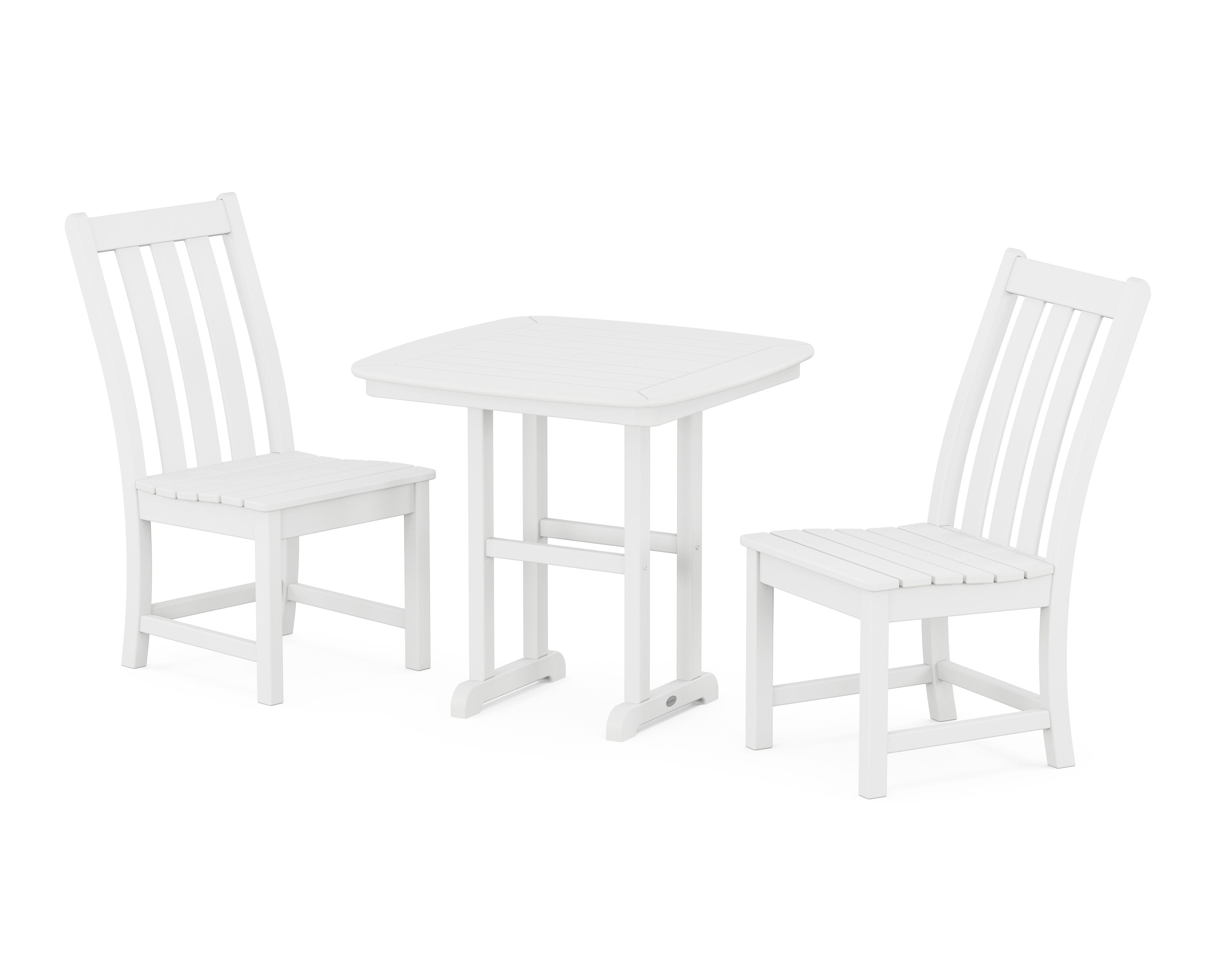 Vineyard Side Chair 3-Piece Dining Set in White