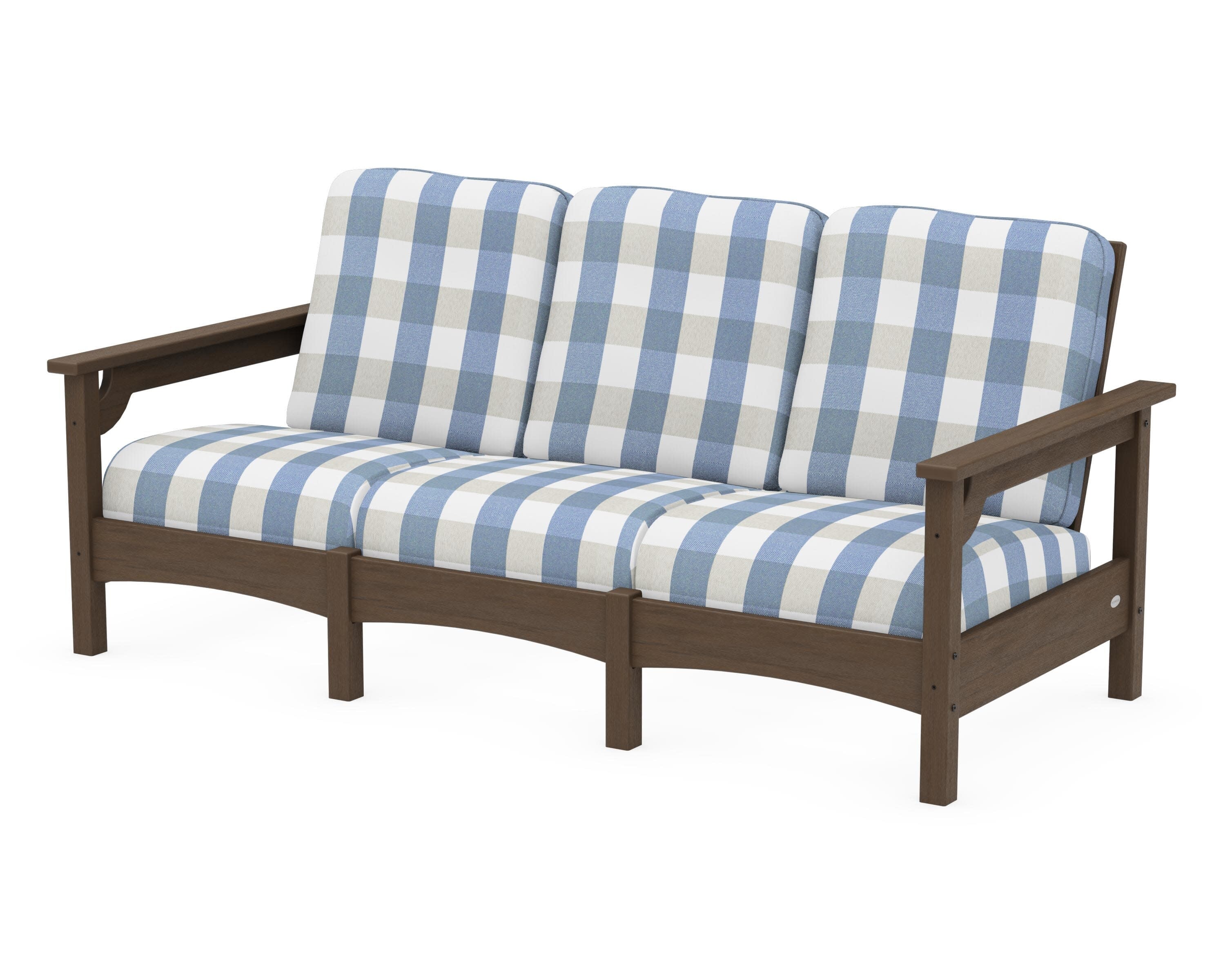 Club Sofa in Kona / Buffalo Plaid Sky Blue