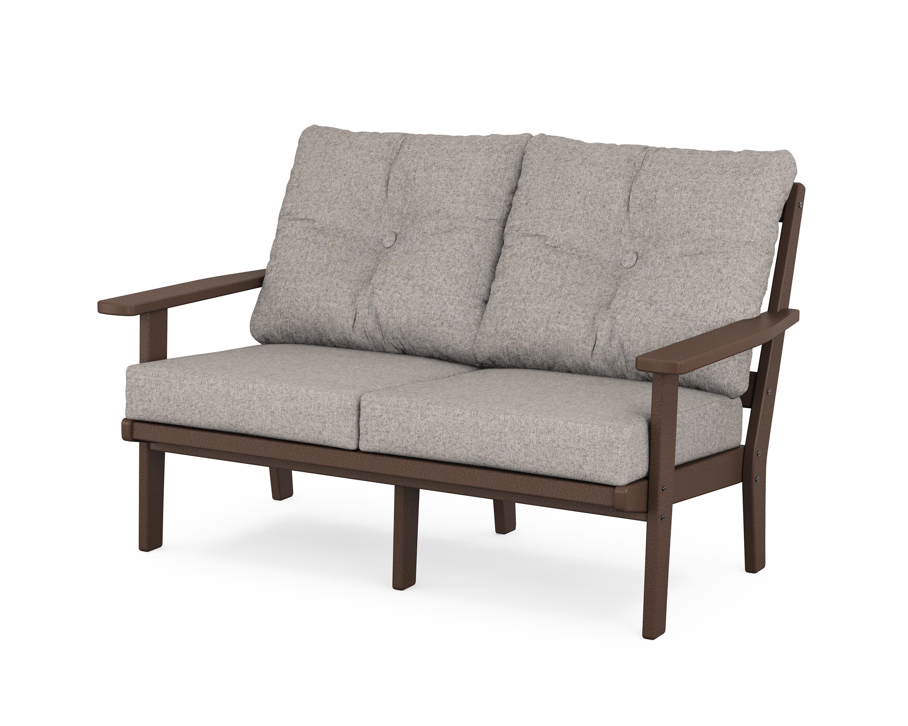 Oxford Deep SeatingLoveseat in Mahogany / Weathered Tweed