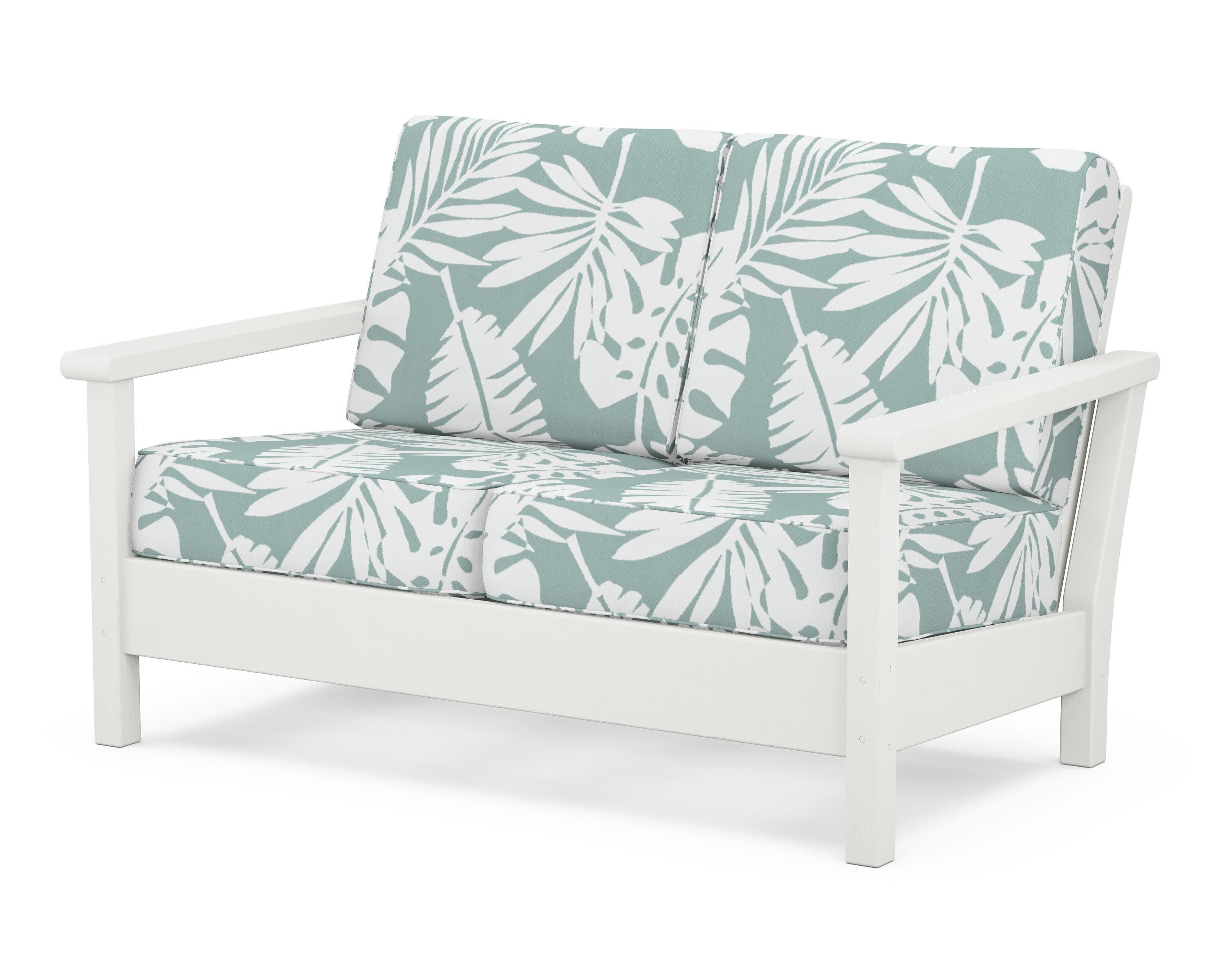 Harbour Deep Seating Loveseat in Vintage White / Leaf Glacier Spa
