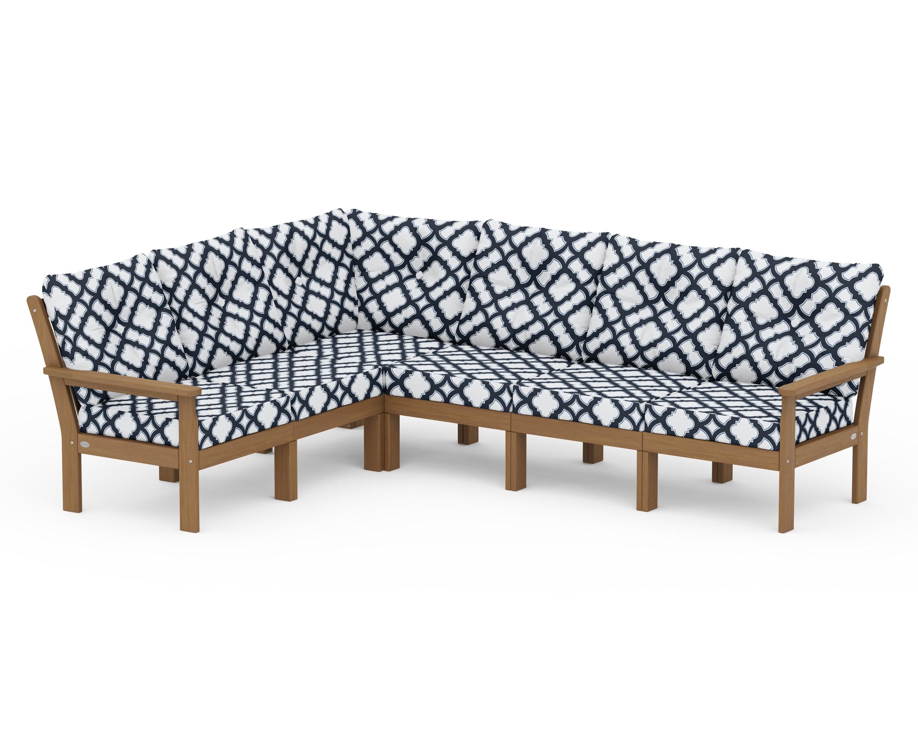 Vineyard 6-Piece Sectional in Natural / Trellis Marine Indigo