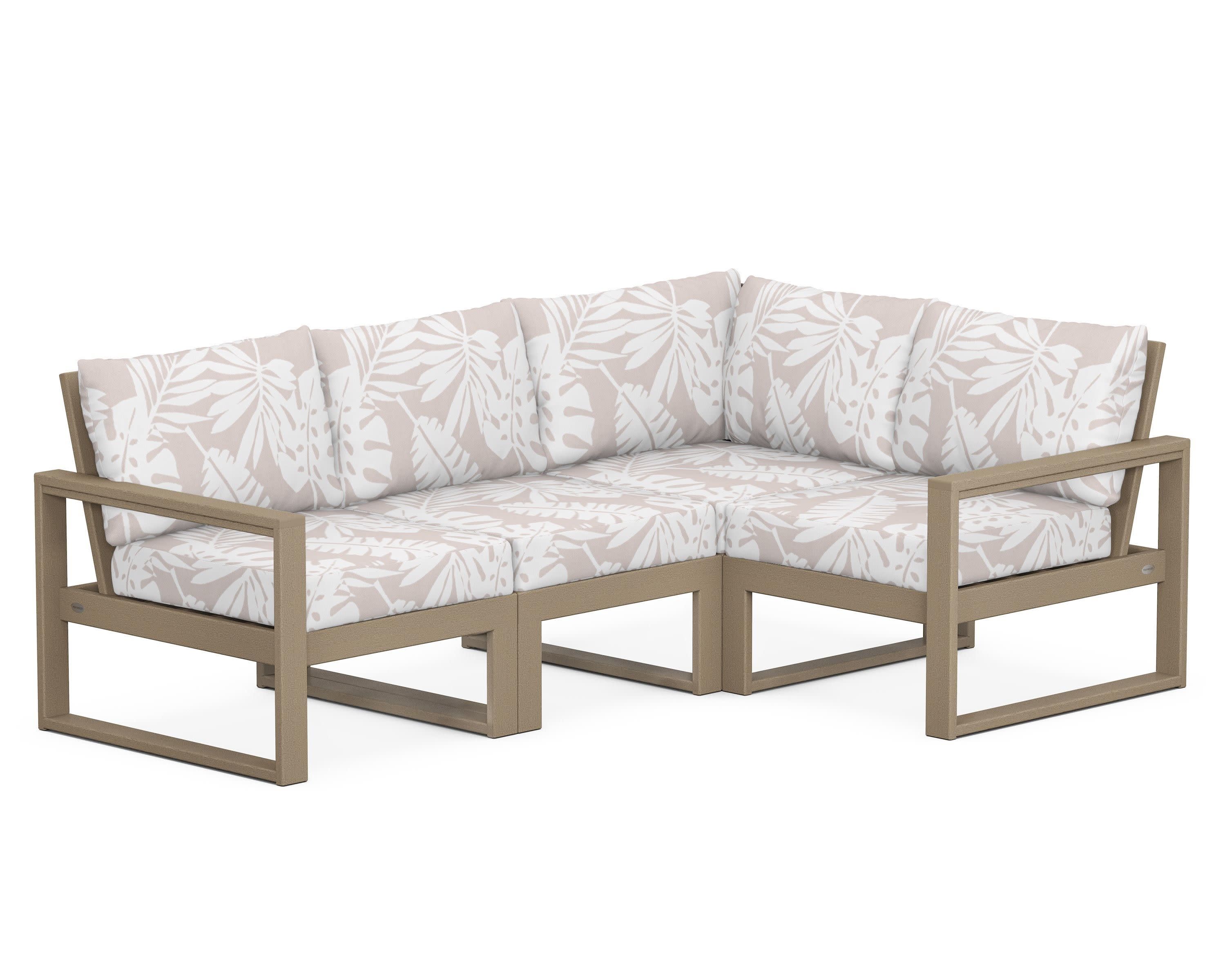 EDGE 4-Piece Modular Deep Seating Set in Vintage Sahara / Leaf Dune Burlap