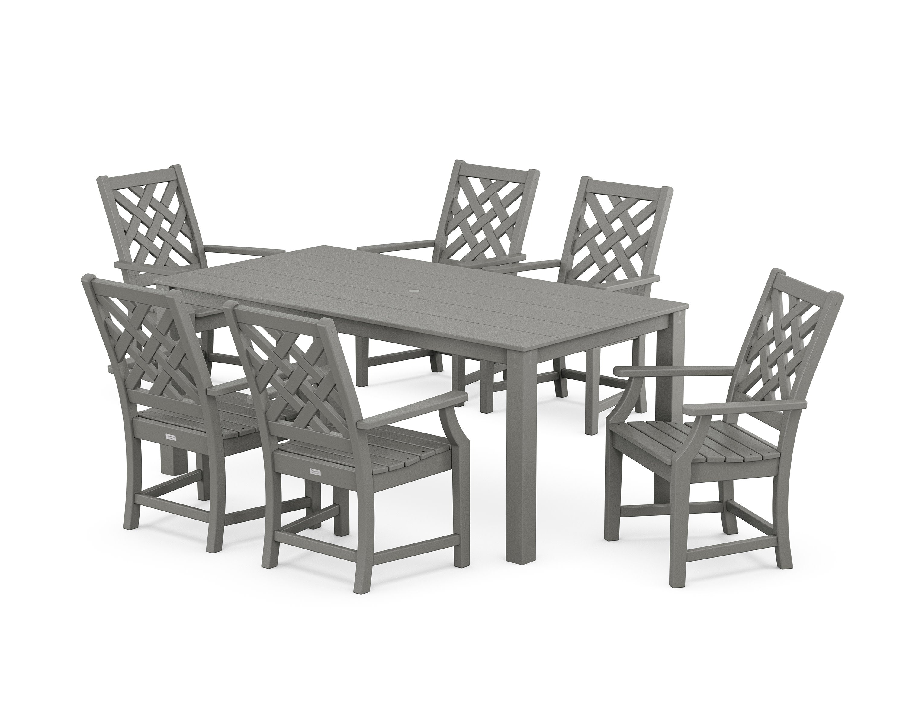 Wovendale Arm Chair 7-Piece Parsons Dining Set in Slate Grey