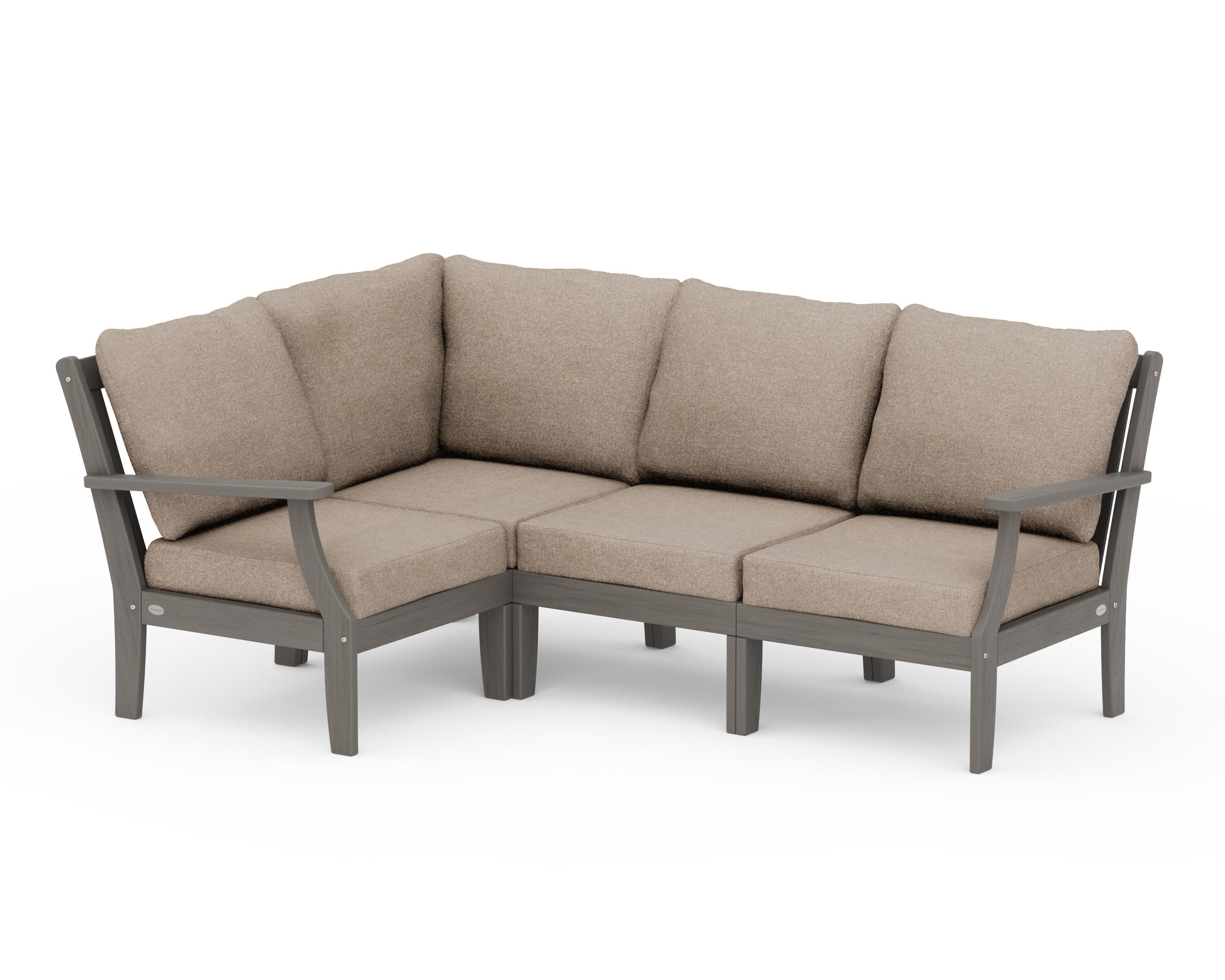 Braxton Modular 4-Piece Deep Seating Set in Driftwood / Spiced Burlap