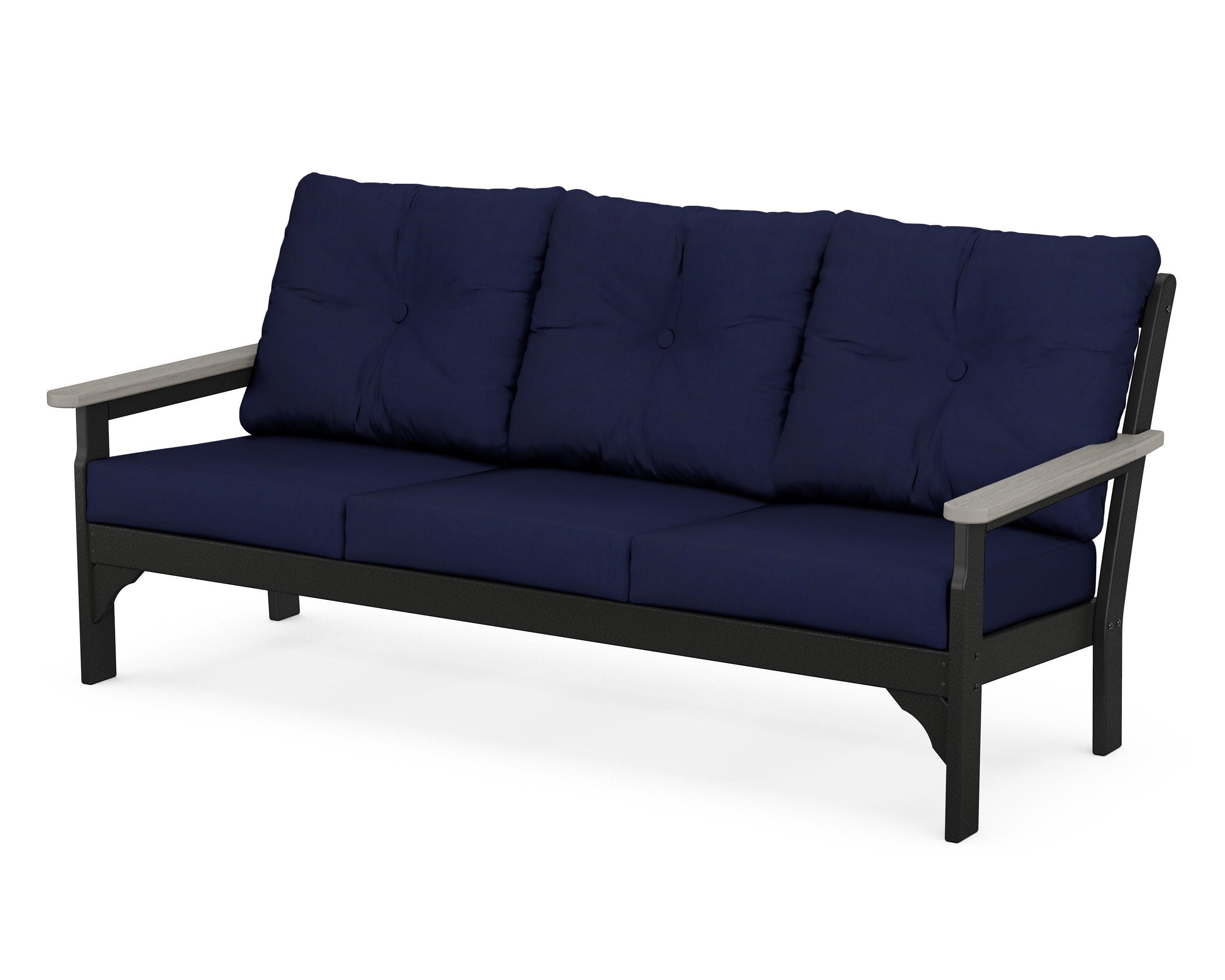 Vineyard Deep Seating Sofa in Black / Driftwood / Navy
