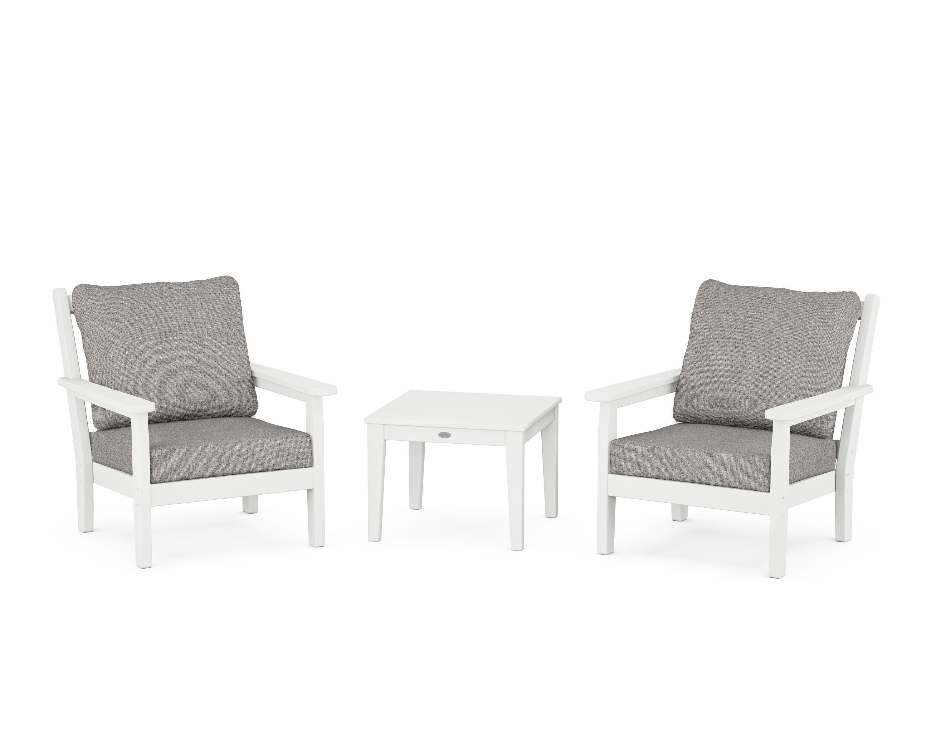 Chippendale 3-Piece Deep Seating Set in White / Grey Mist