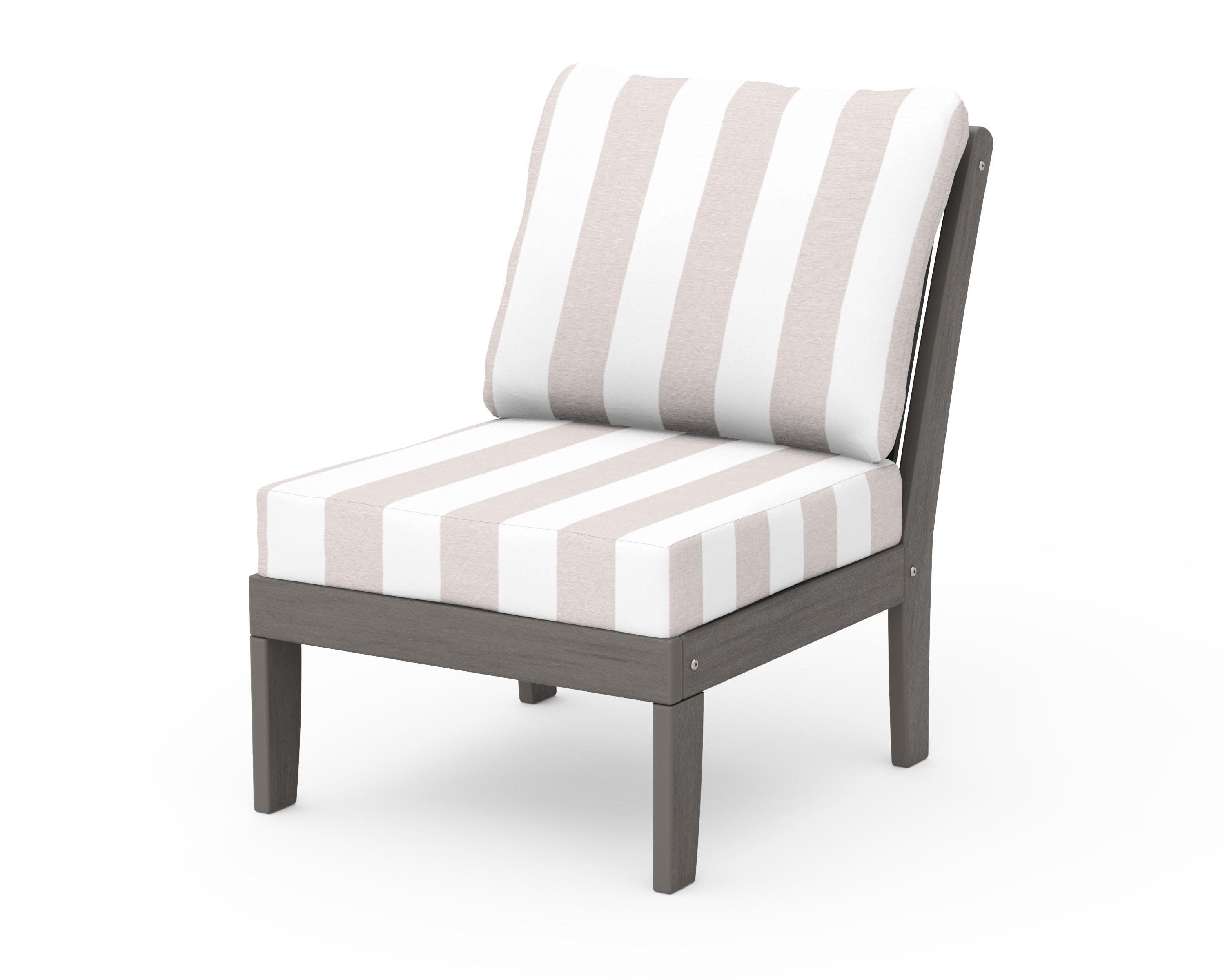 Braxton Modular Armless Chair in Driftwood / Cabana Stripe Dune Burlap