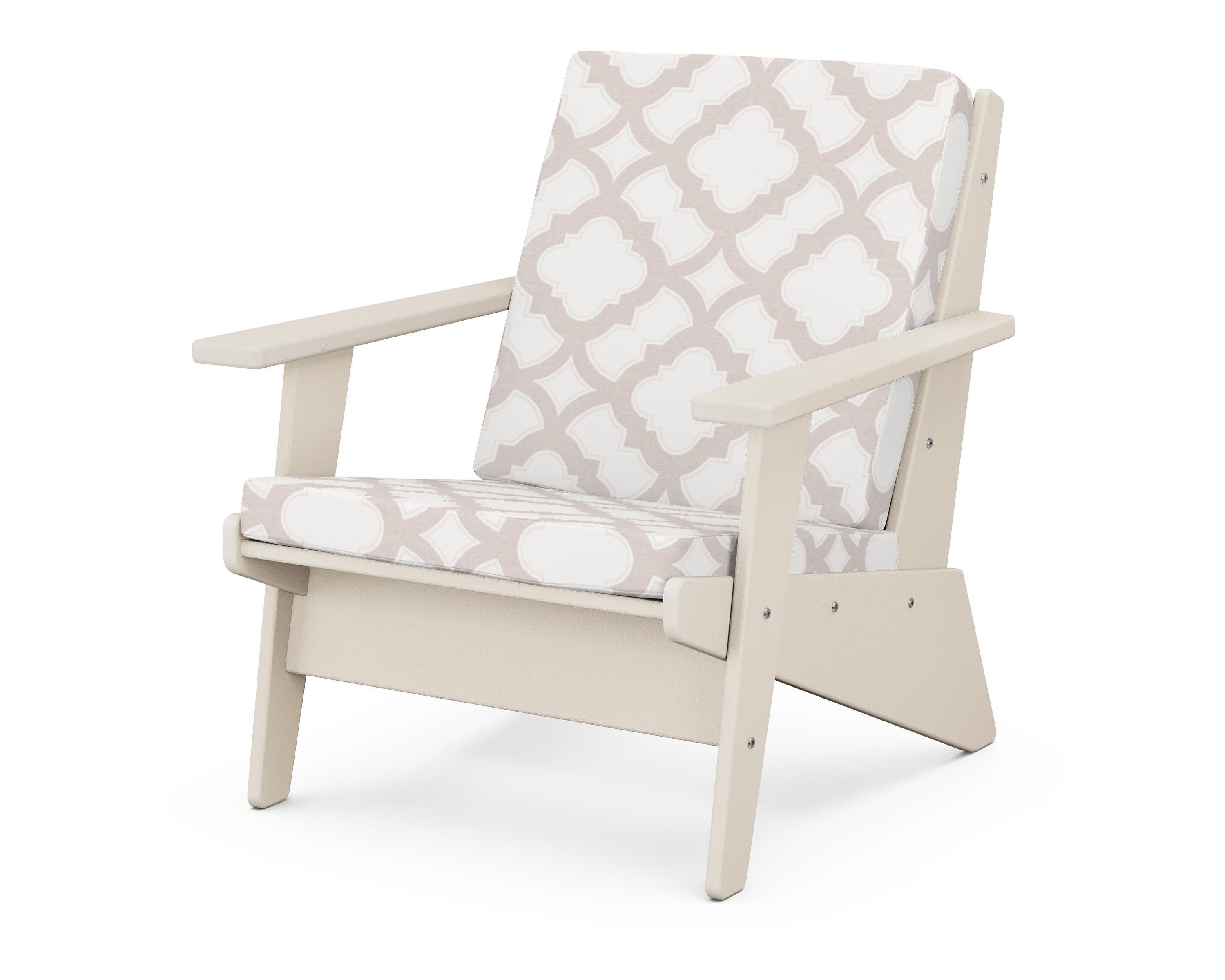 Riviera Modern Lounge Chair in Sand / Trellis Dune Burlap