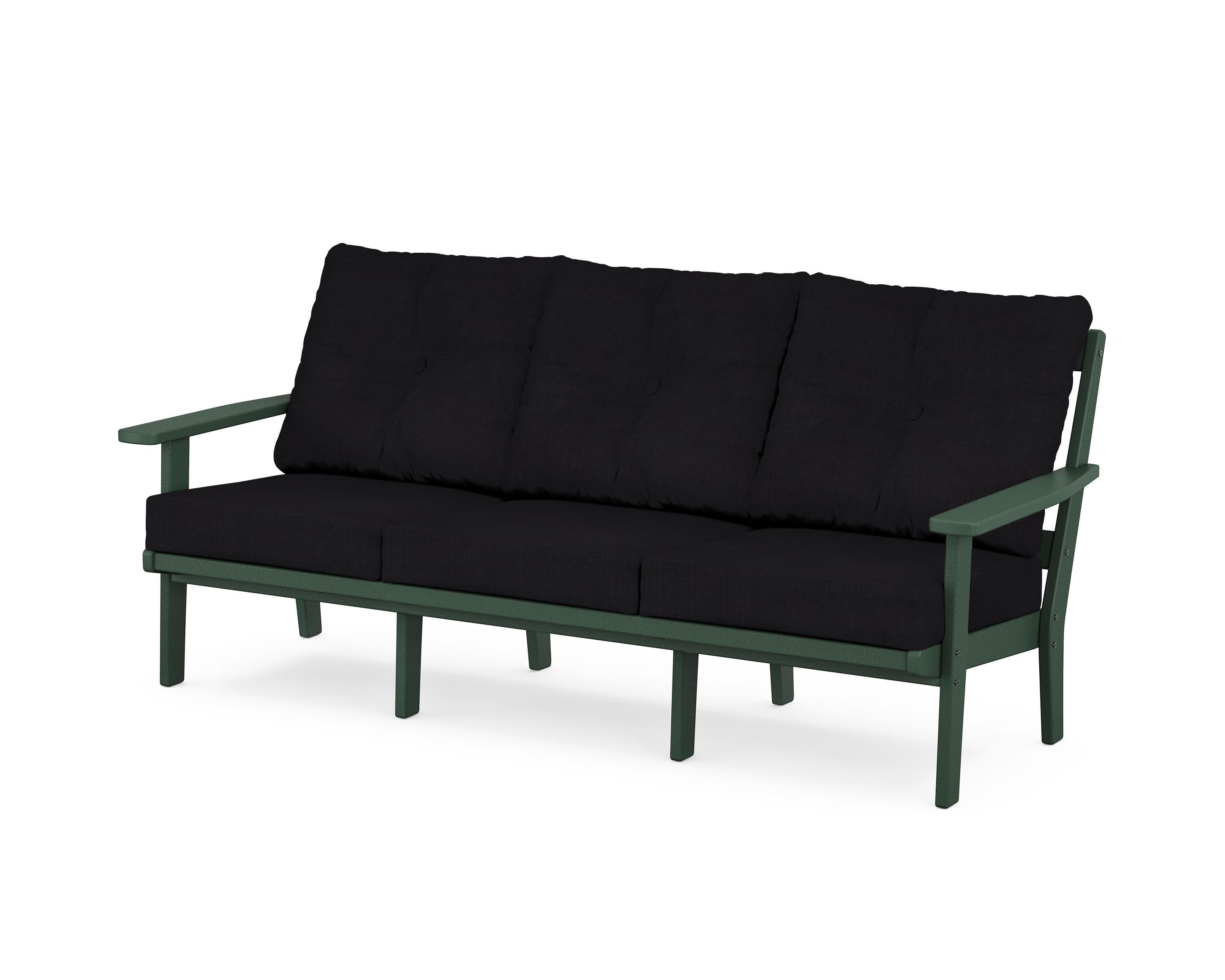 Oxford Deep Seating Sofa in Green / Midnight Linen