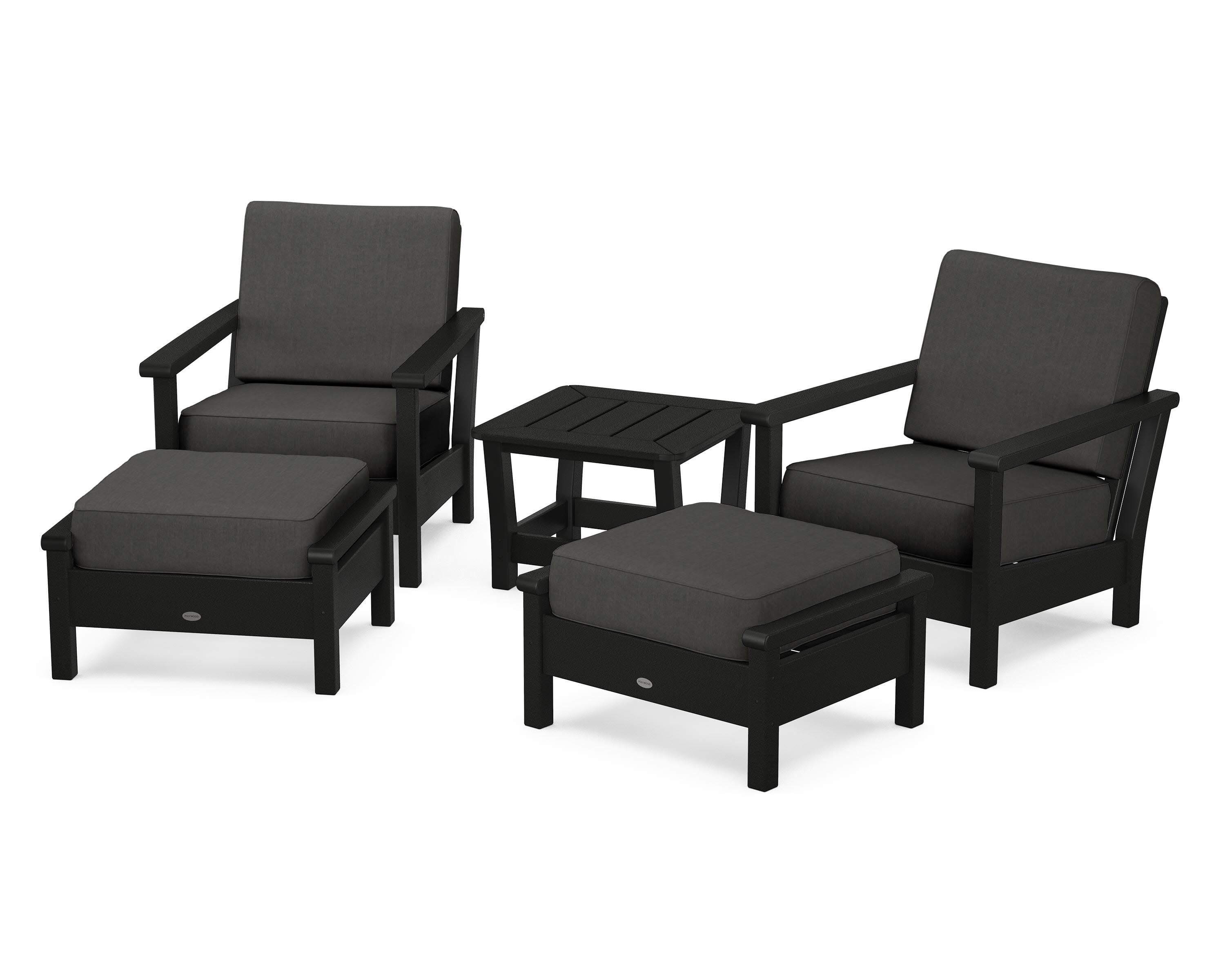 Harbour 5-Piece Deep Seating Chair Set in Black / Spectrum Carbon
