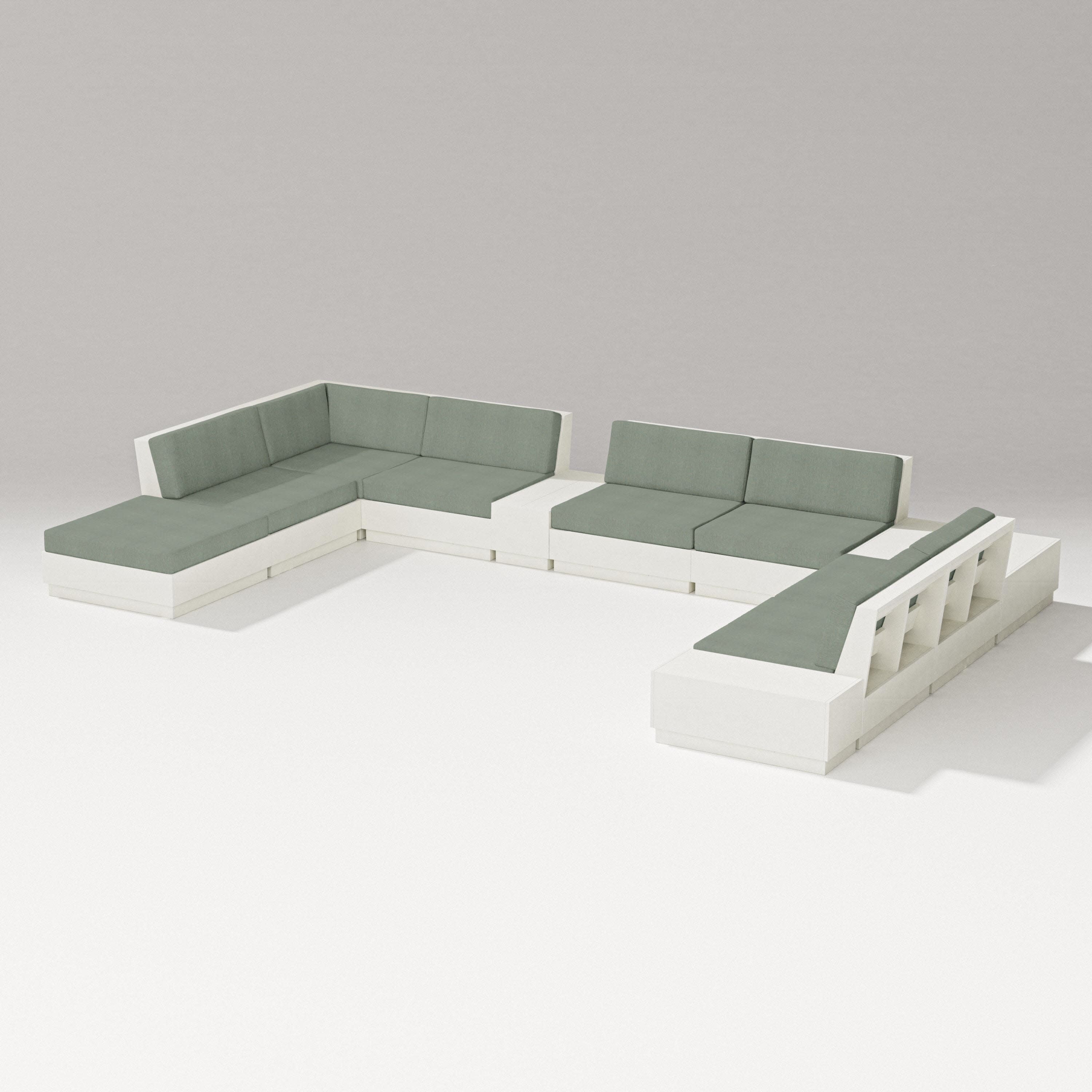 Elevate 11-Piece Conversation Sectional Set in Vintage White / Cast Sage