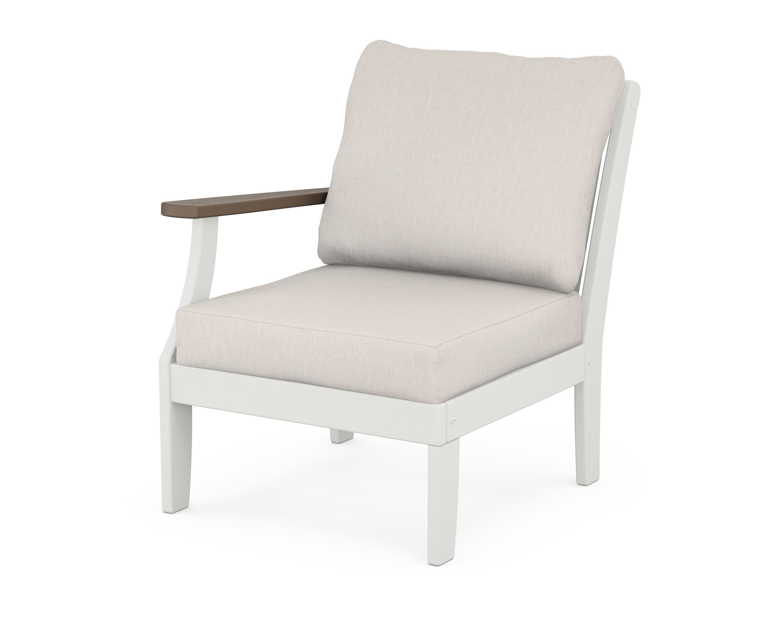 Braxton Modular Left Arm Chair in White / Kona / Cast Ash