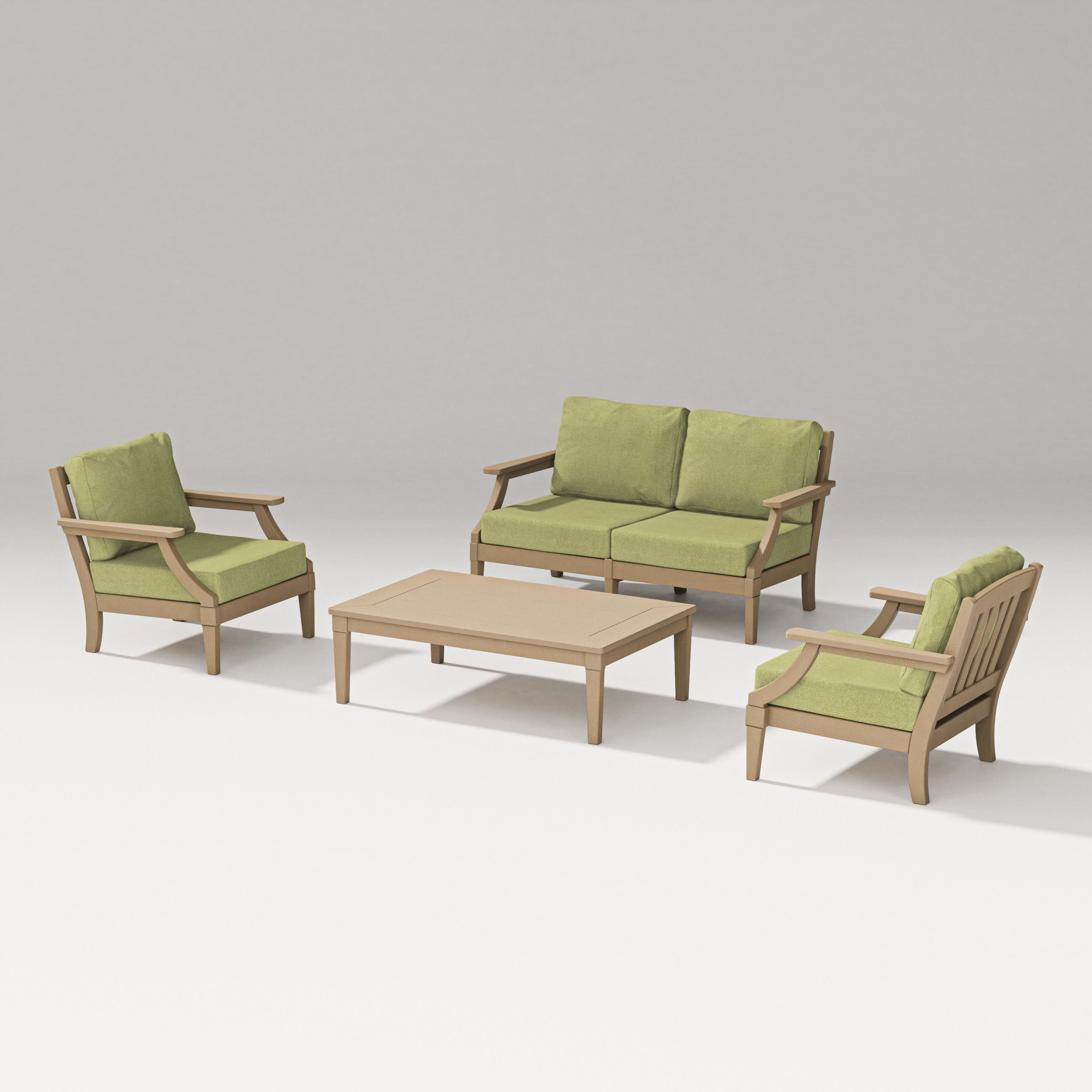 Estate Lounge 4-Piece Loveseat Set in Vintage Sahara / Chartreuse Boucle