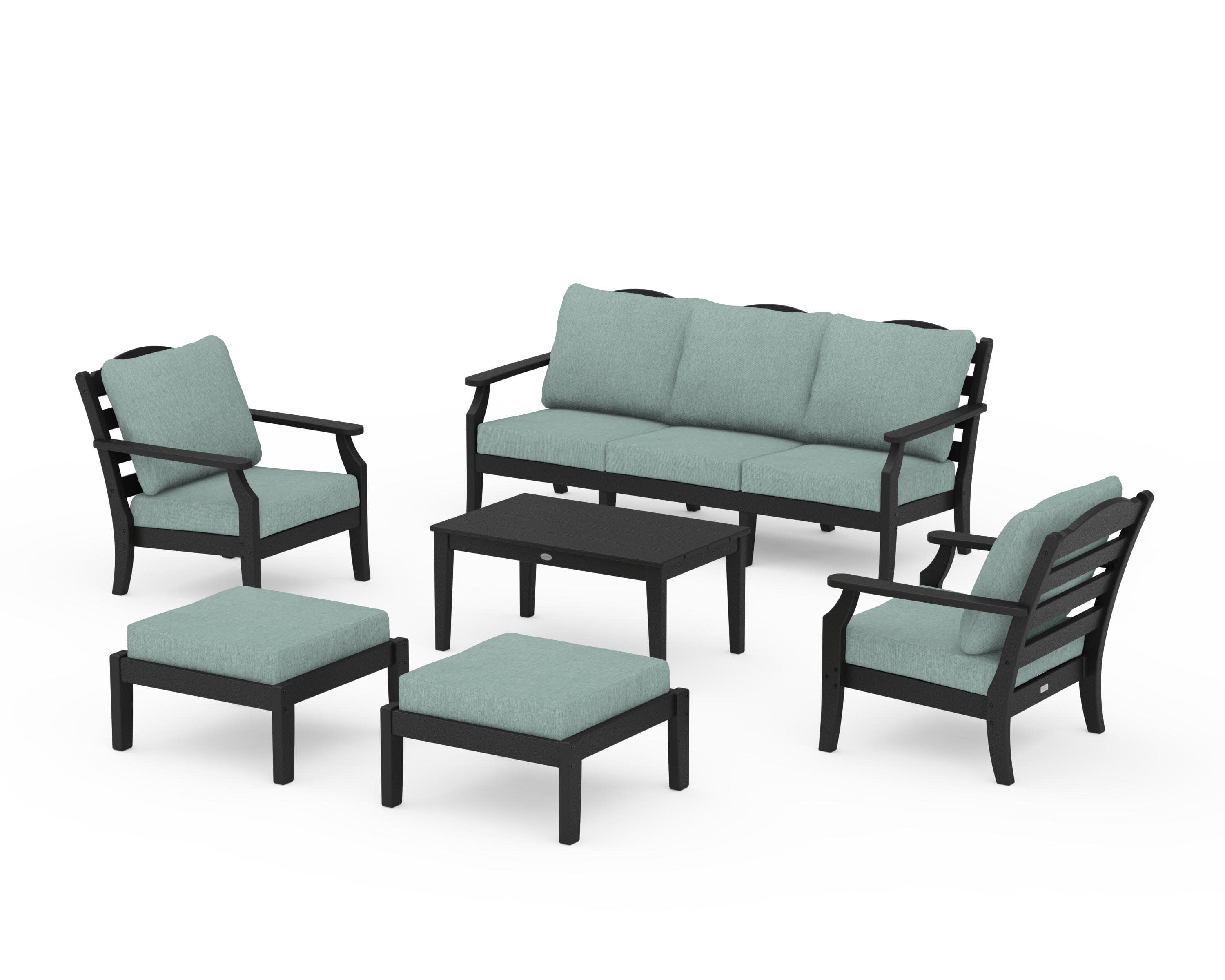Savannah 6-Piece Lounge Sofa Set in Black / Glacier Spa