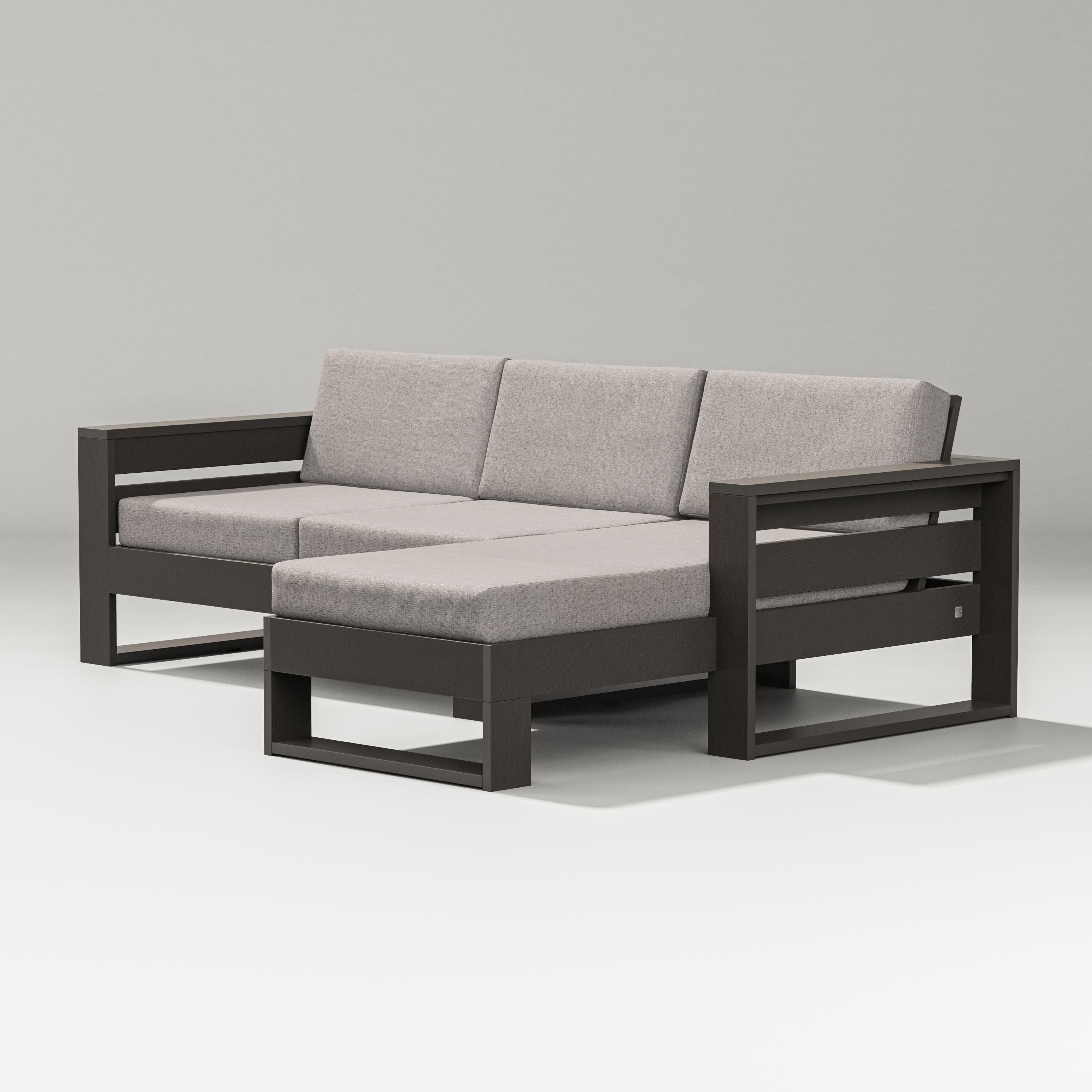 Latitude Right Chaise Sectional in Vintage Coffee / Weathered Tweed