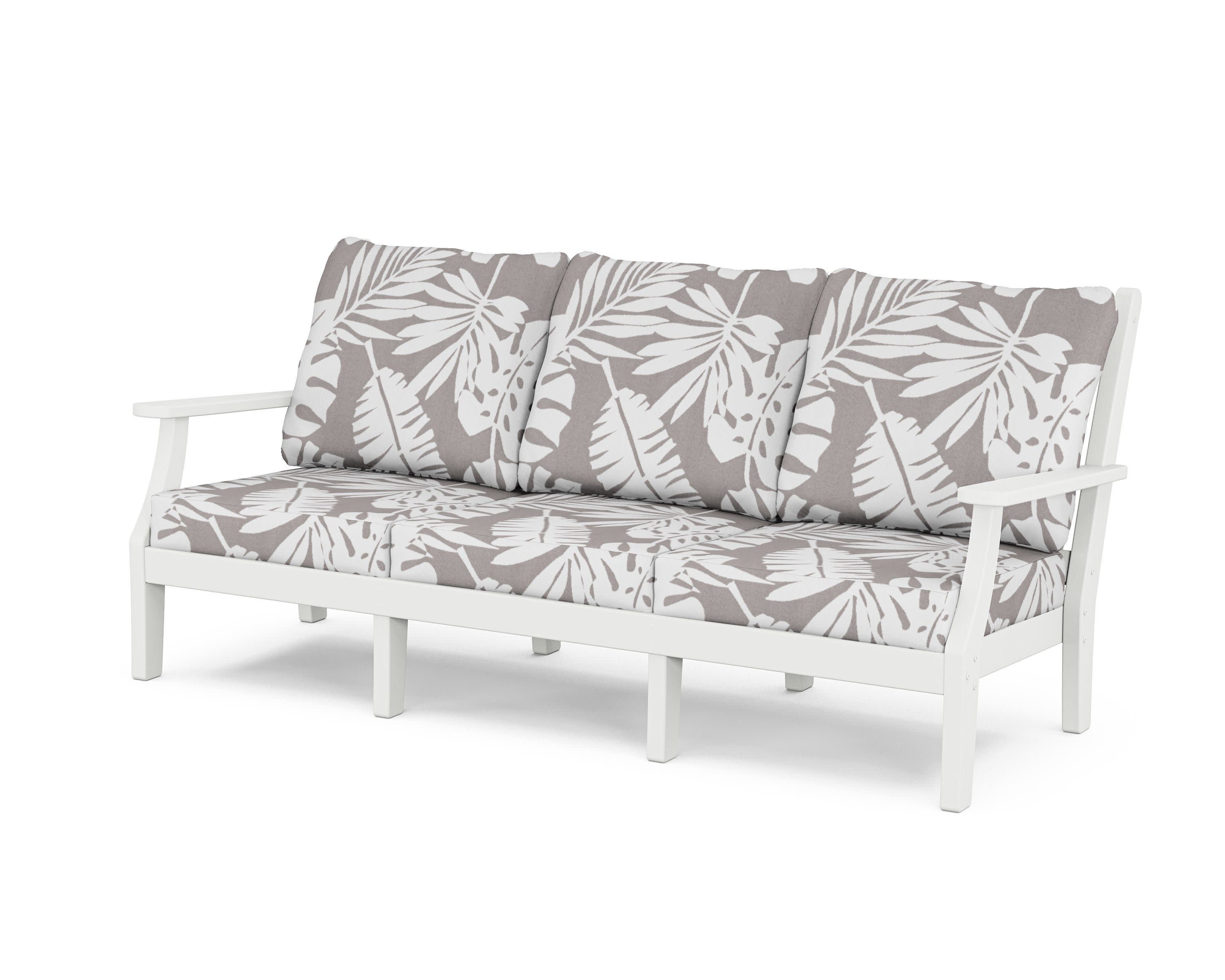 Wovendale Deep Seating Sofa in White / Leaf Grey Mist