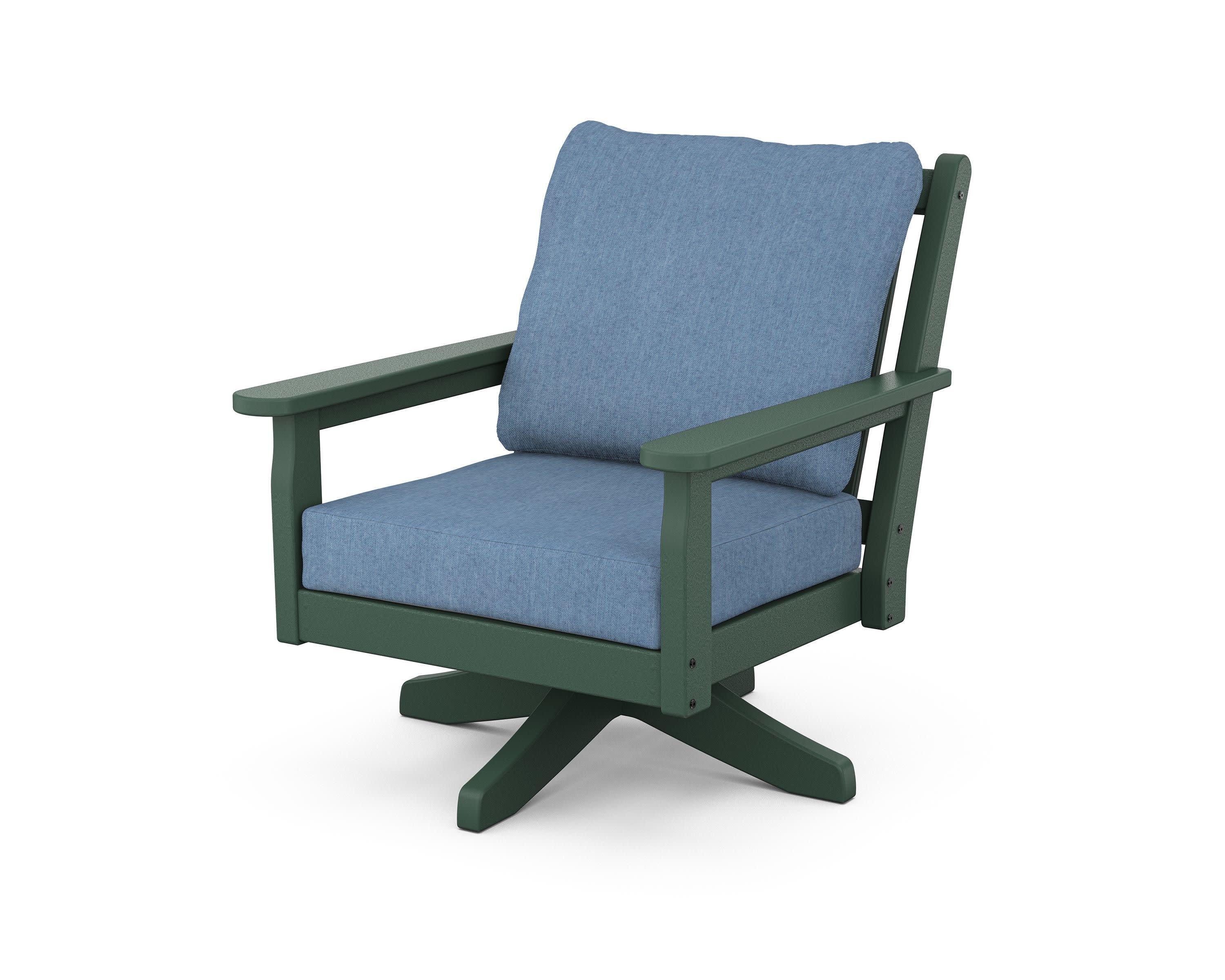 Chippendale Deep Seating Swivel Chair in Green / Sky Blue