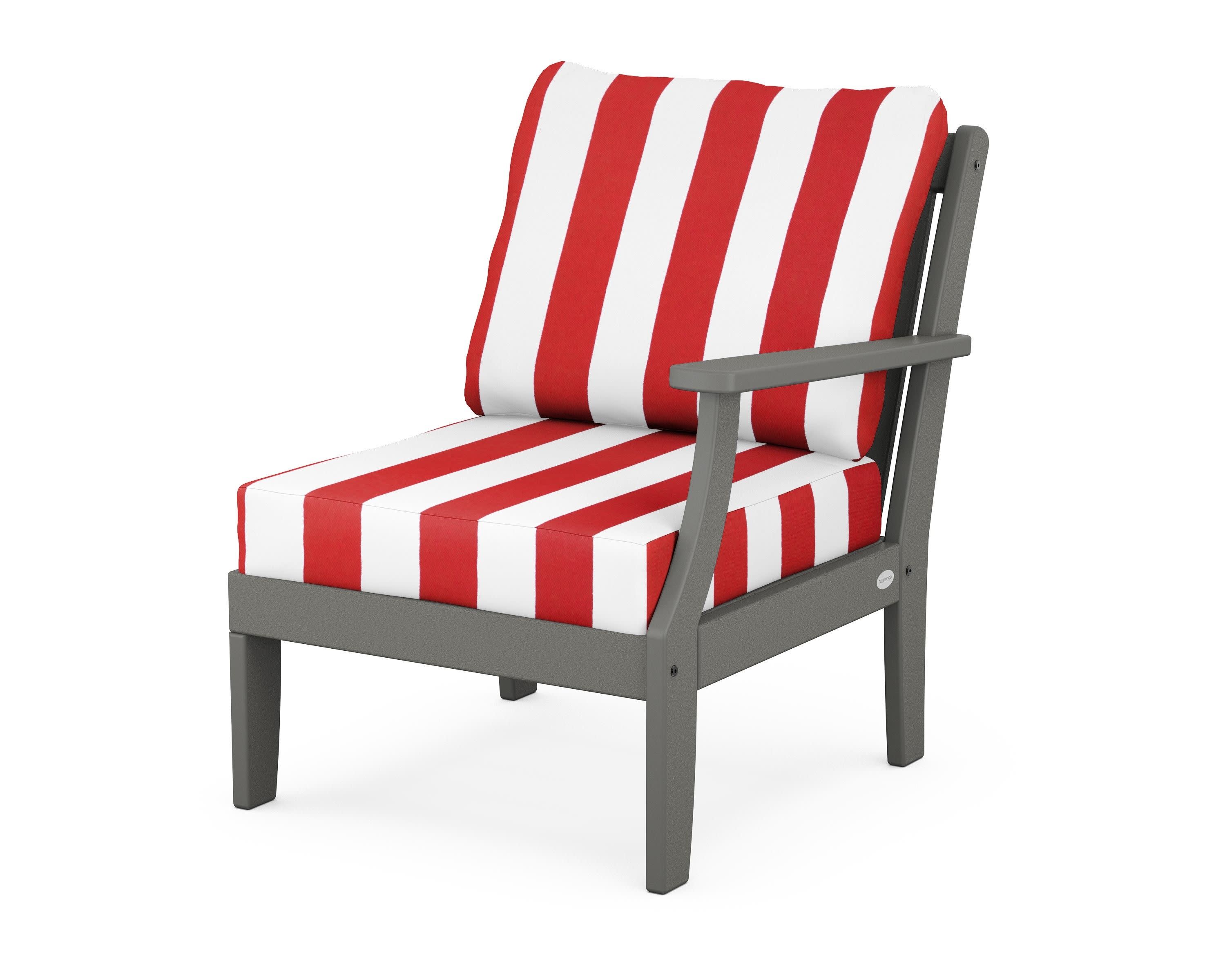Braxton Modular Right Arm Chair in Slate Grey / Cabana Stripe Crimson