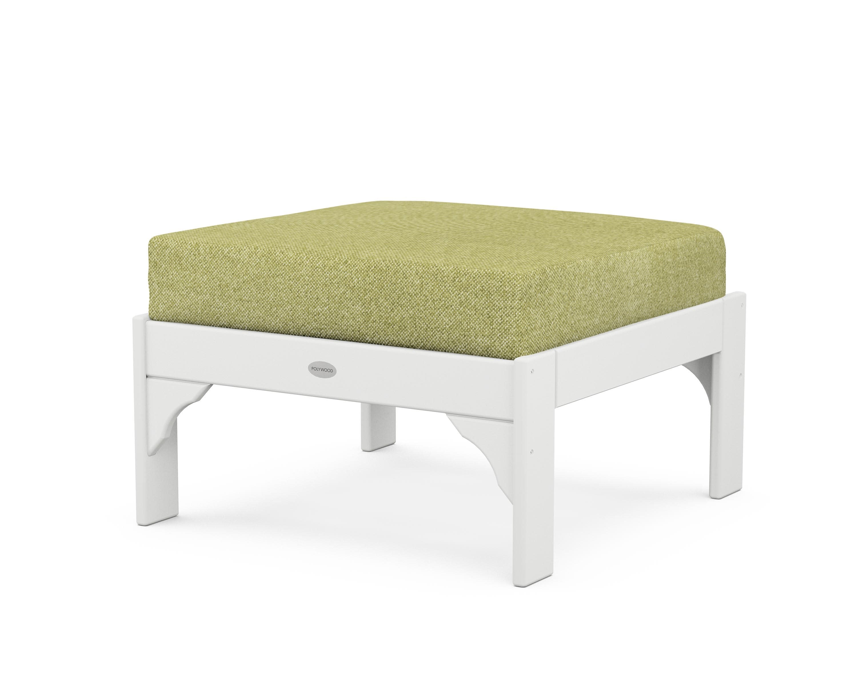 Vineyard Deep Seating Ottoman in White / Chartreuse Boucle