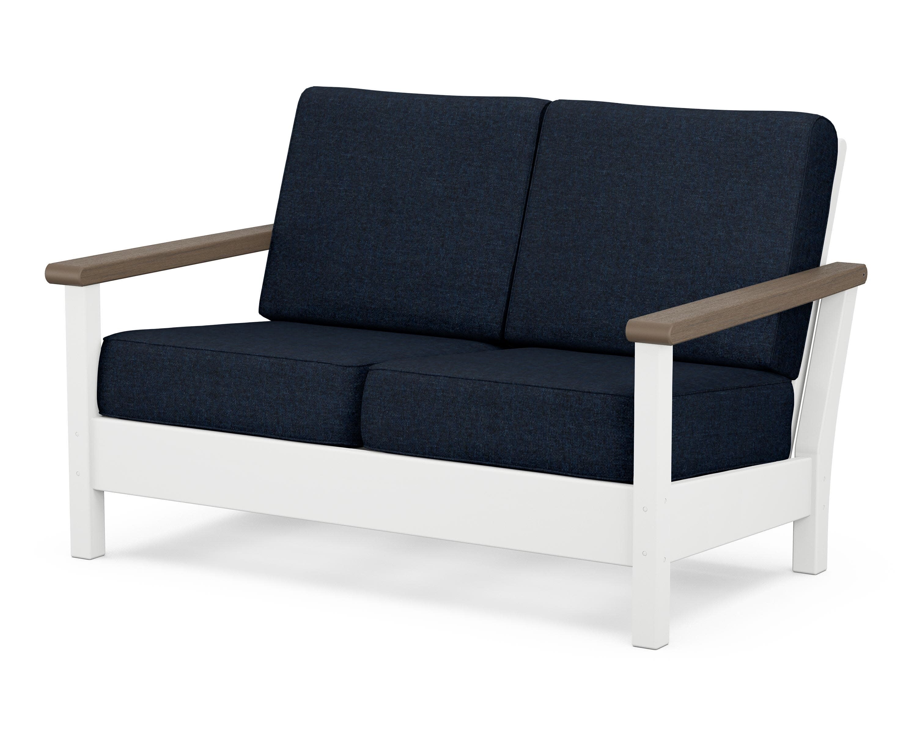 Harbour Deep Seating Loveseat in White / Kona / Marine Indigo
