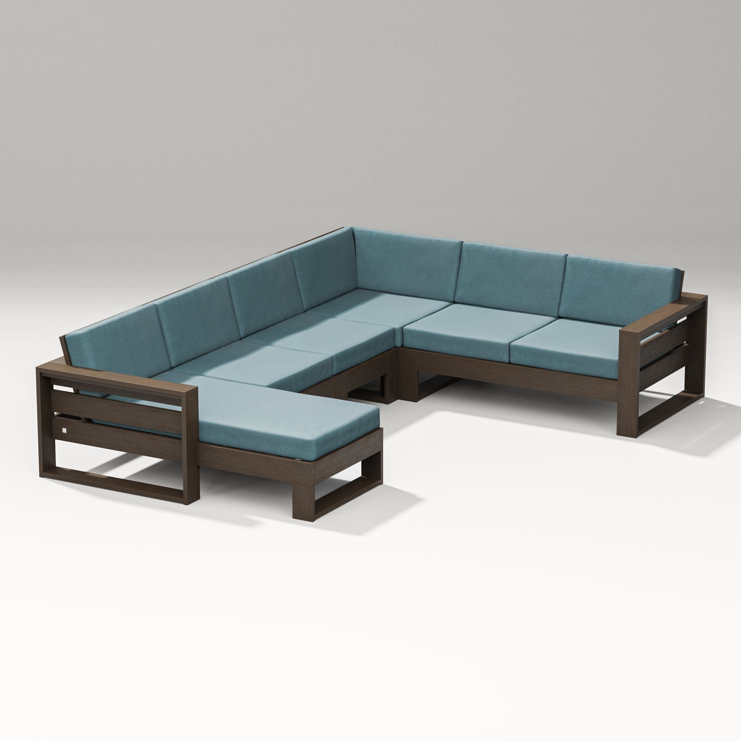 Latitude Corner Sectional with Left Chaise in Kona / Ocean Teal