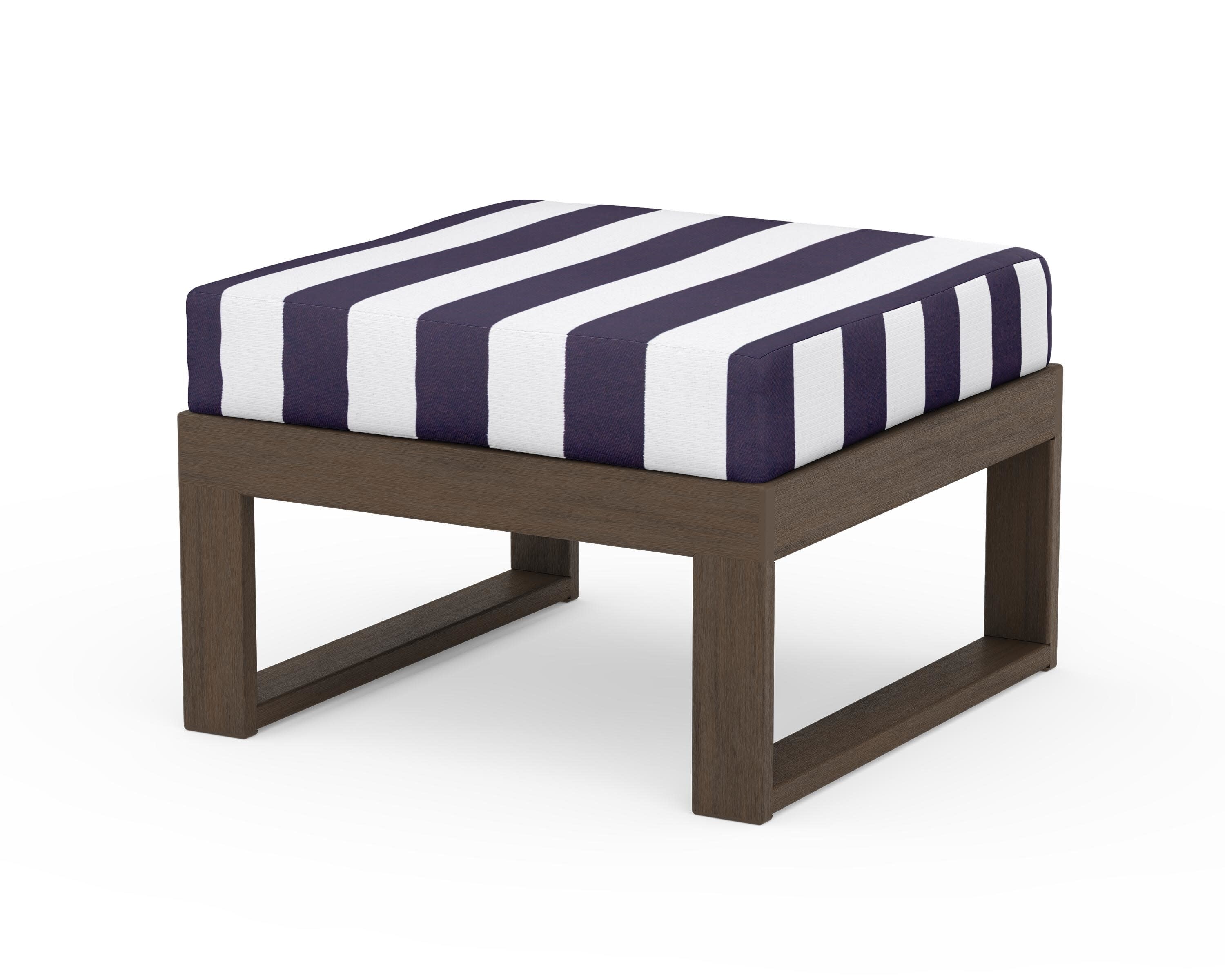 Modular Ottoman - Modern in Kona / Cabana Stripe Navy