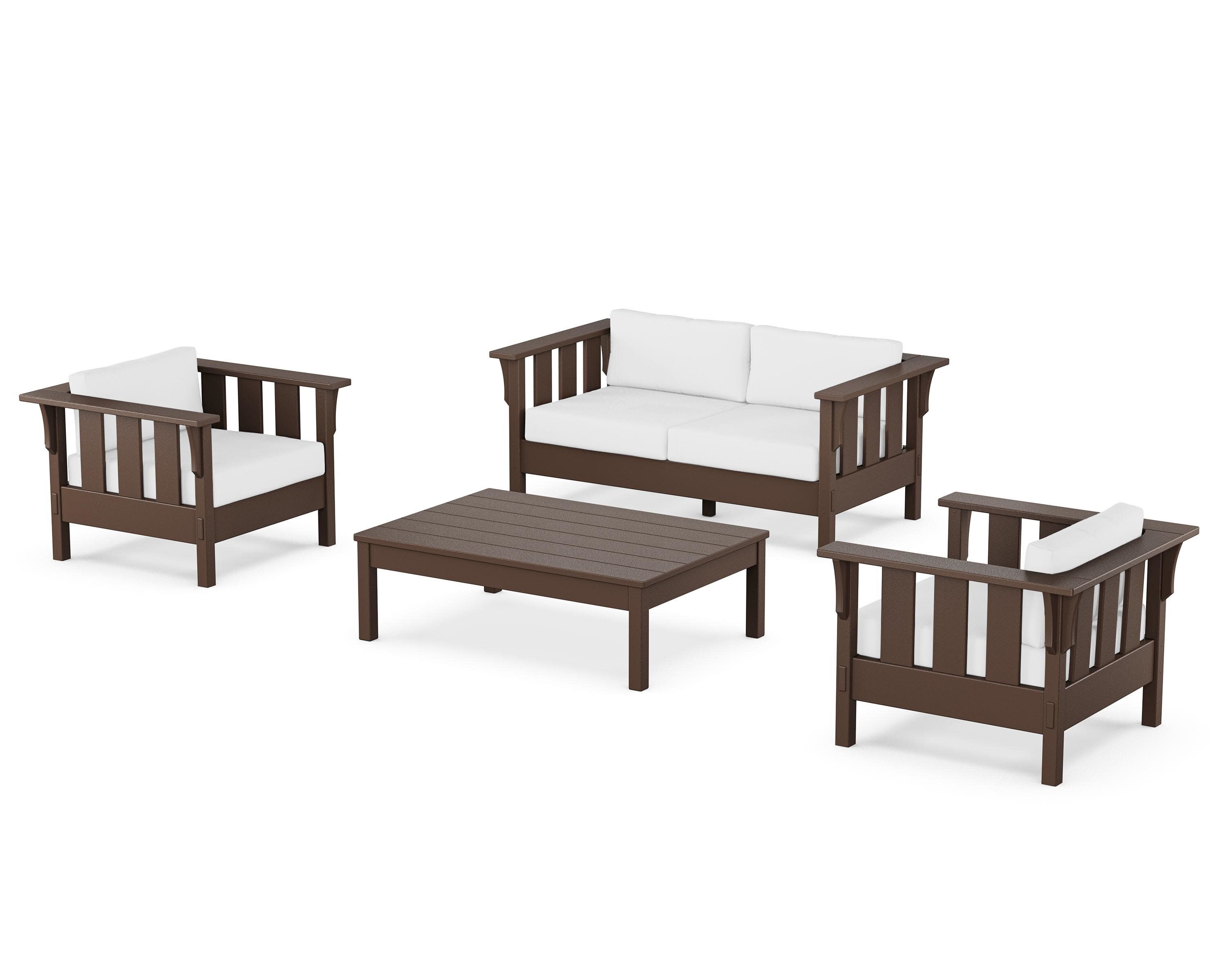 Acadia 4-Piece Deep Seating Set with Loveseat in Mahogany / Natural