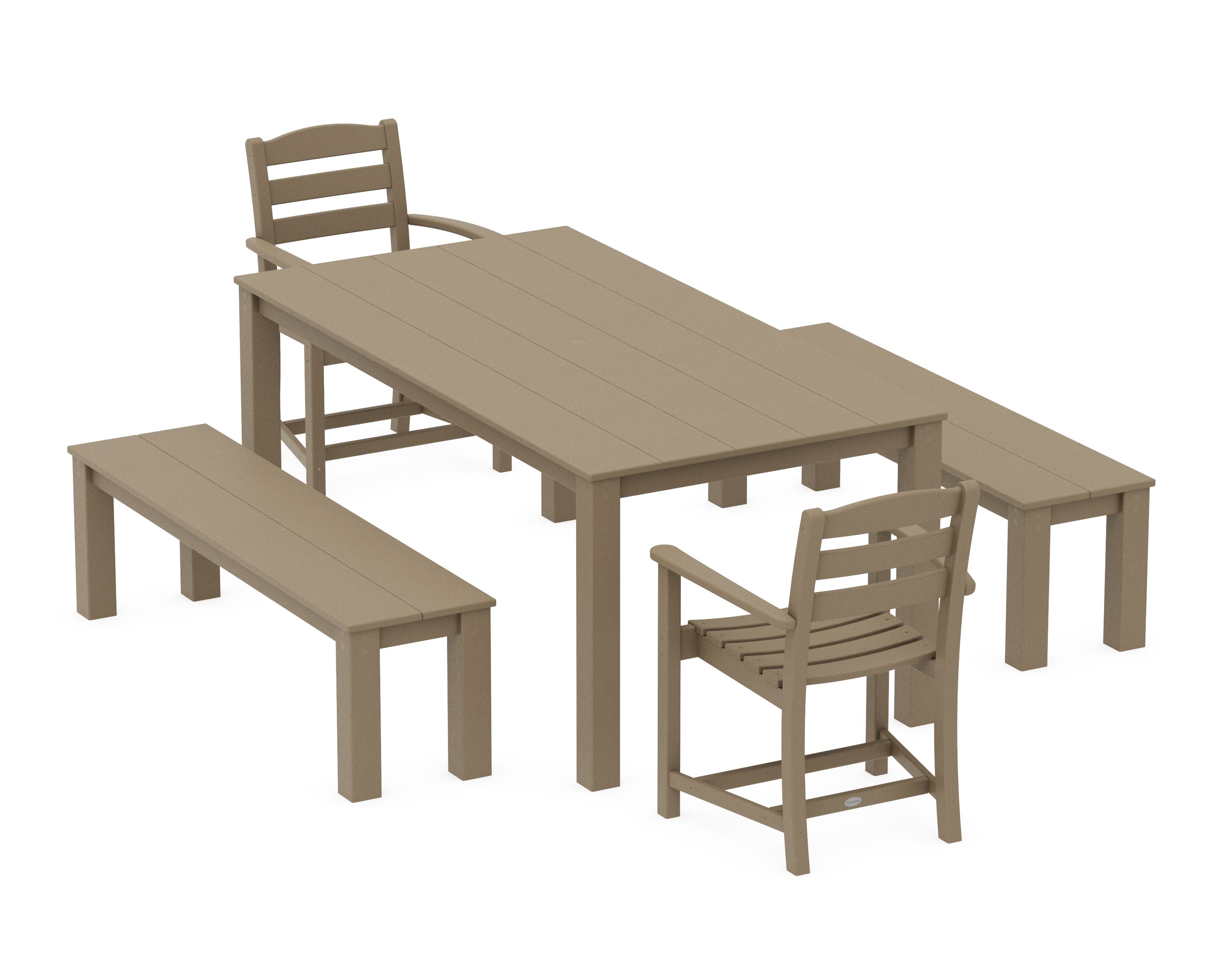 La Casa Cafe' 5-Piece Parsons Dining Set with Benches in Vintage Sahara