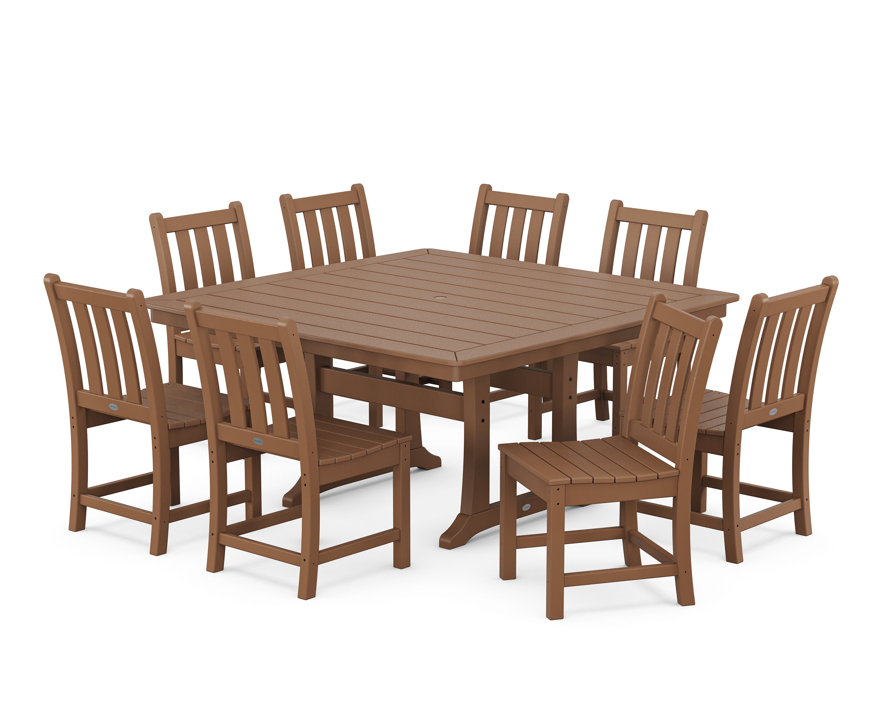 Traditional Garden 9-Piece Nautical Trestle Dining Set in Teak