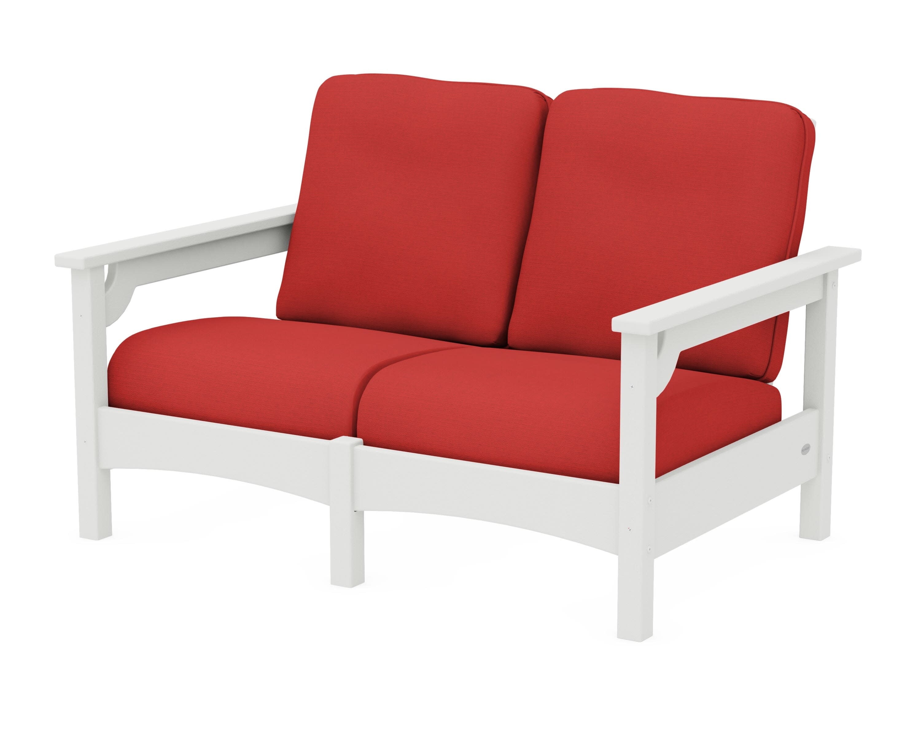 Club Loveseat in Vintage White / Crimson Linen