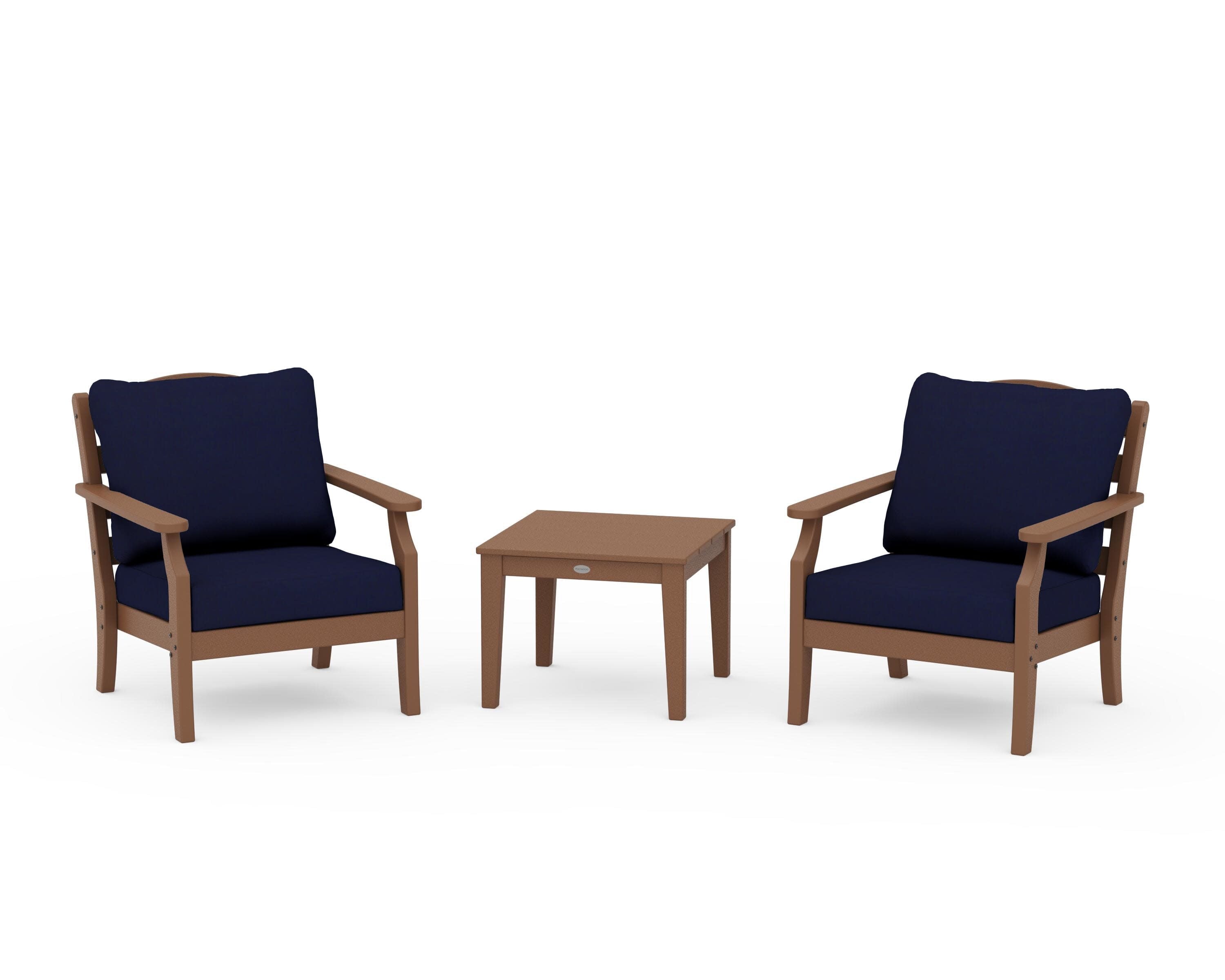 Savannah 3-Piece Deep Seating Set in Teak / Navy