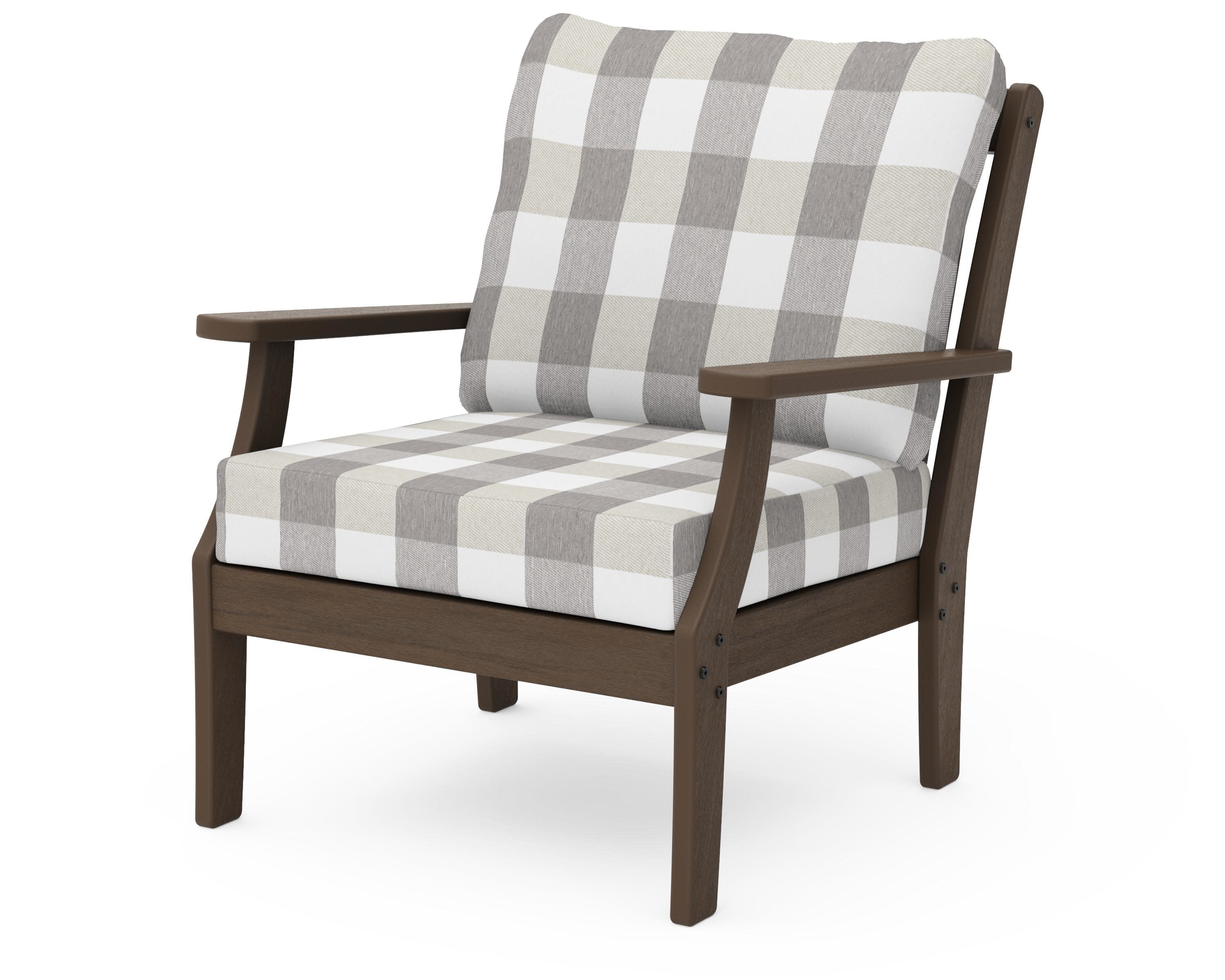 Braxton Deep Seating Chair in Kona / Buffalo Plaid Grey Mist