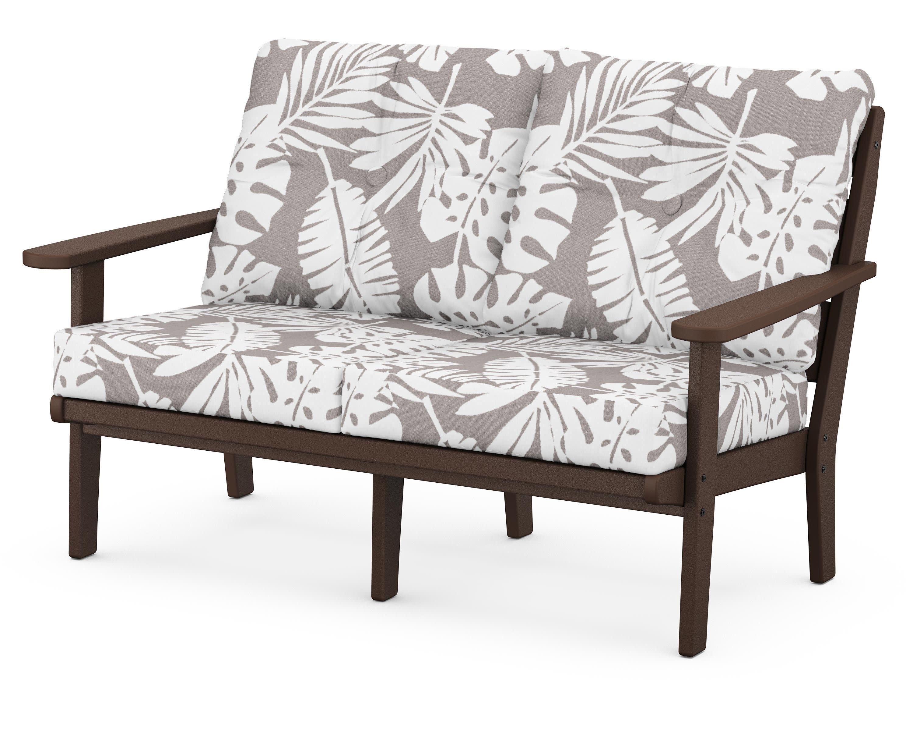 Lakeside Deep Seating Loveseat in Mahogany / Leaf Grey Mist