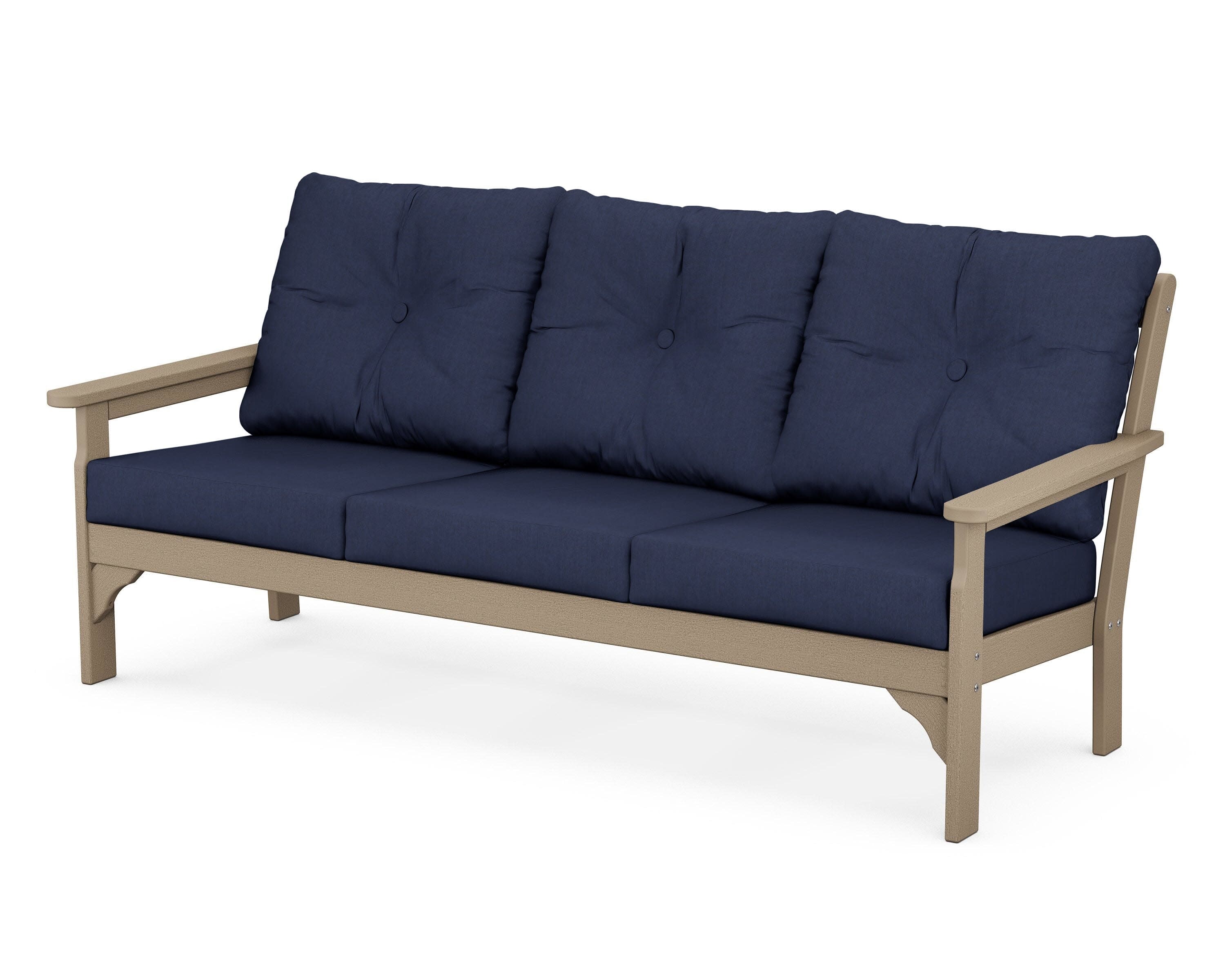 Vineyard Deep Seating Sofa in Vintage Sahara / Spectrum Indigo