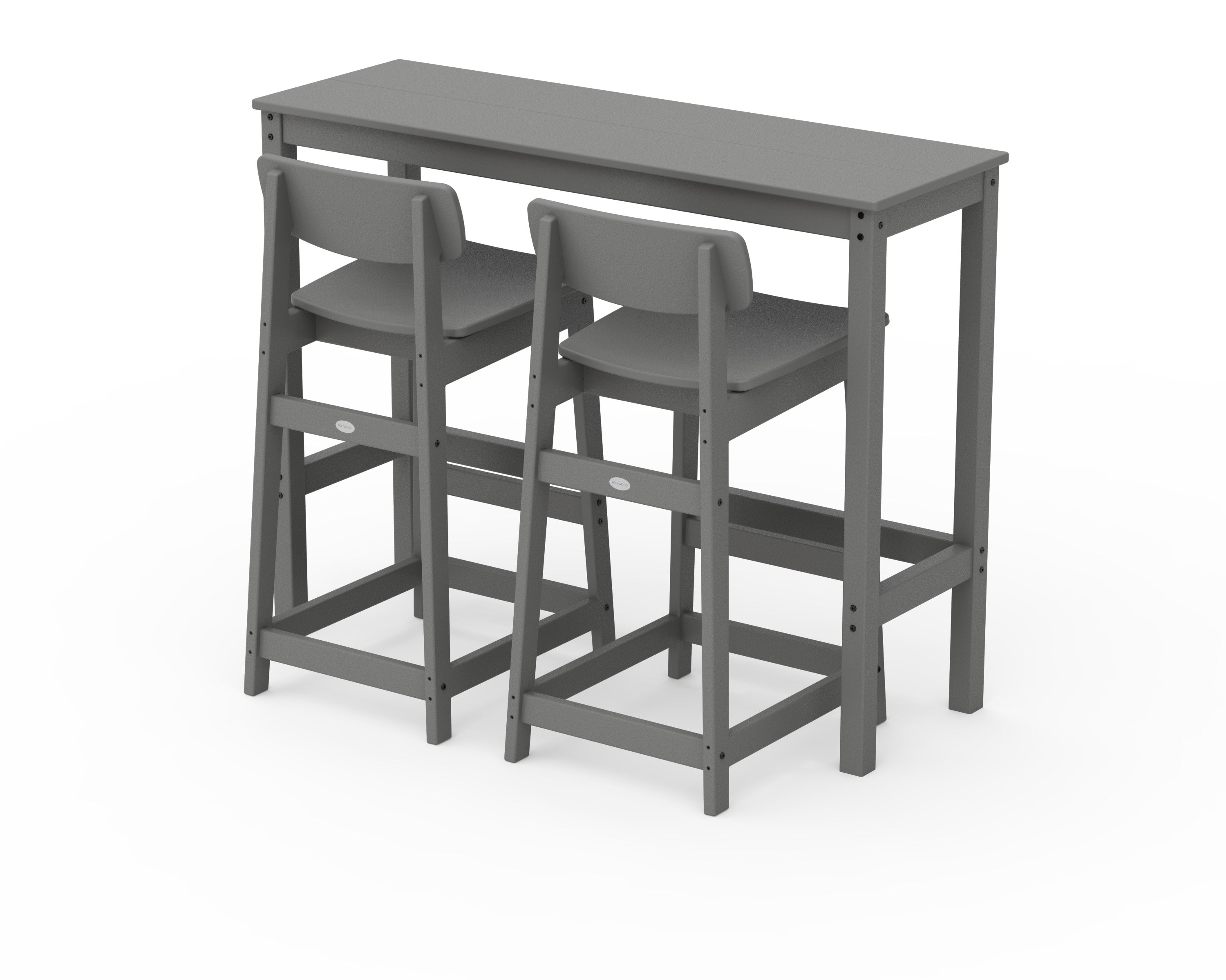 Modern Studio Urban Lowback Bar Chair 3-Piece Balcony Set in Slate Grey