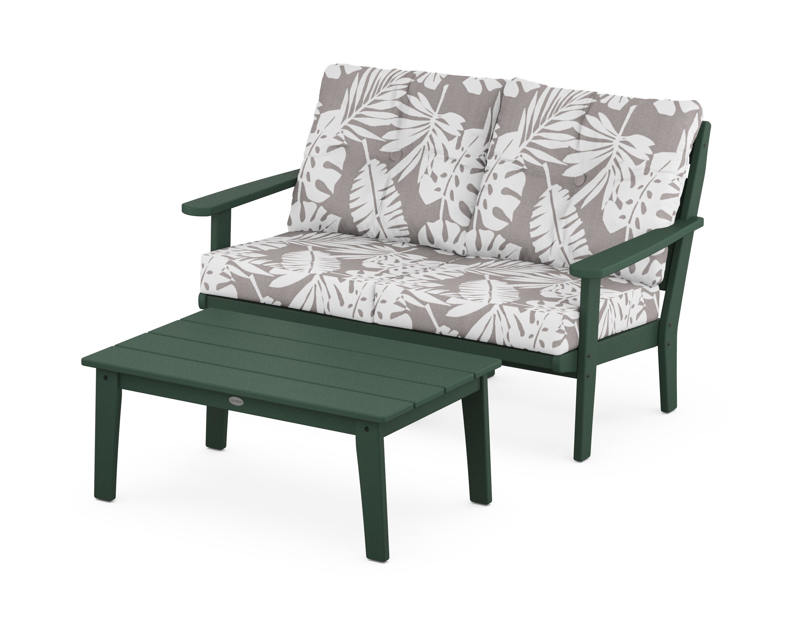 Lakeside 2-Piece Lounge Loveseat Set in Green / Leaf Grey Mist