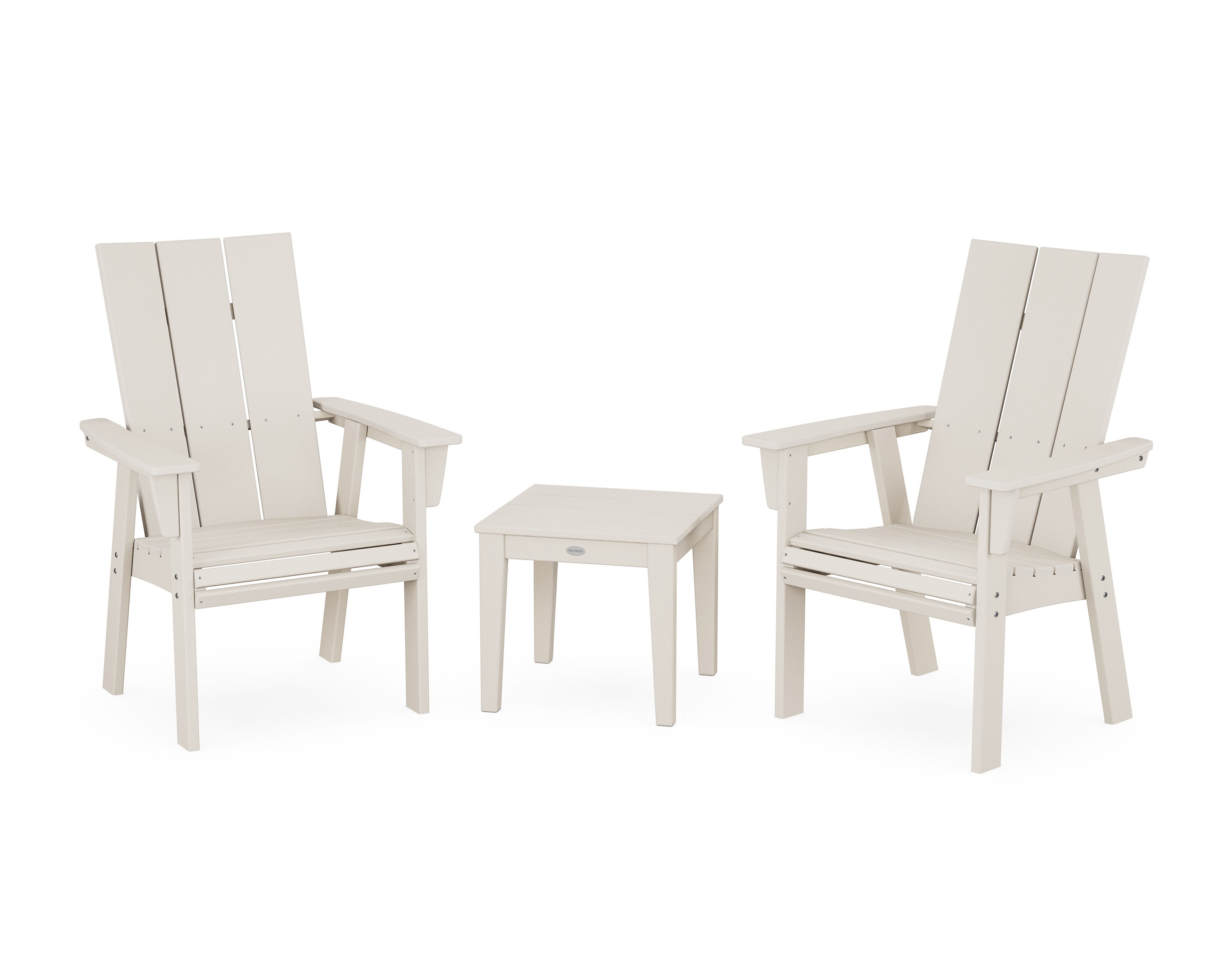 Modern 3-Piece Curveback Upright Adirondack Chair Set in Sand