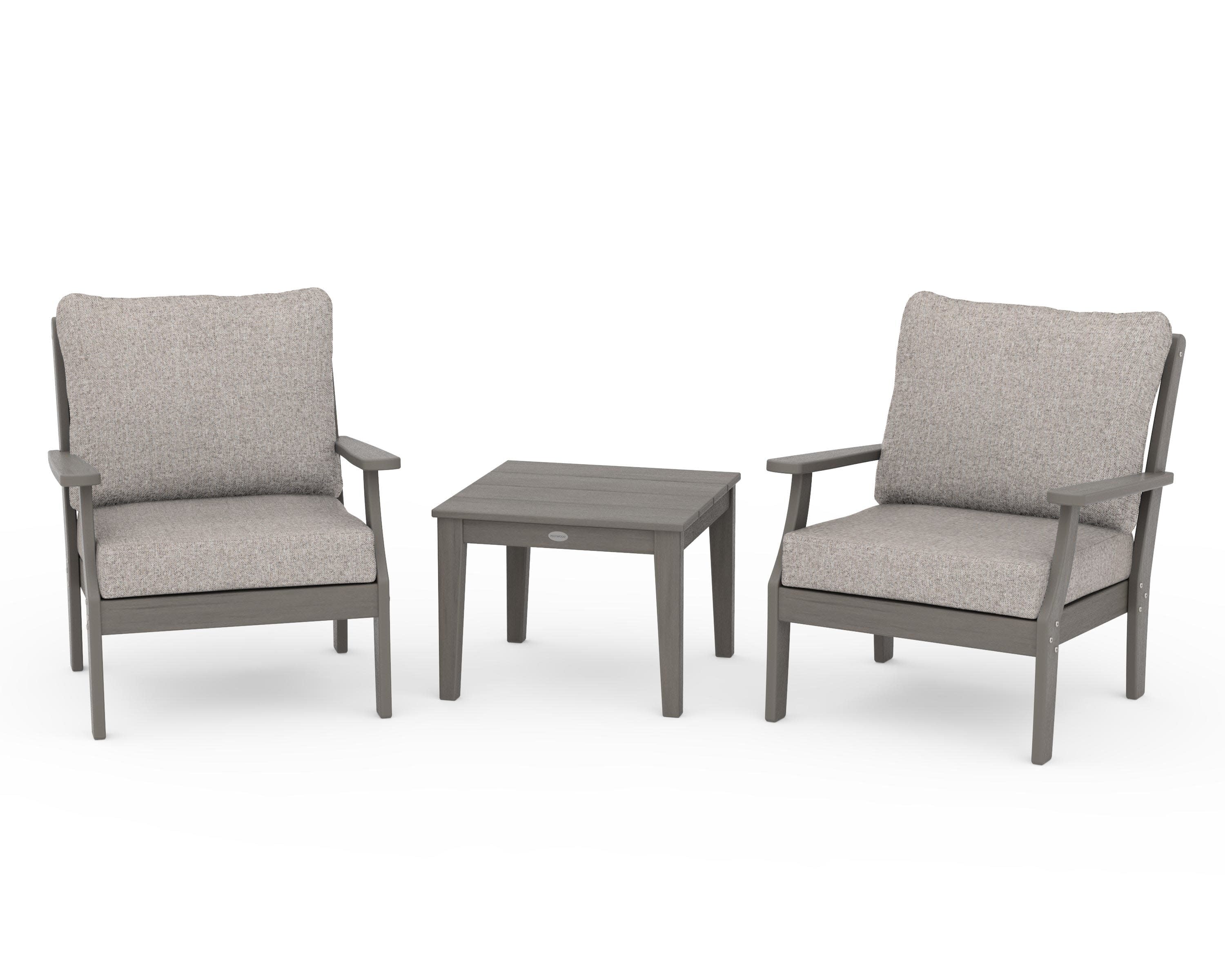 Braxton 3-Piece Deep Seating Set in Driftwood / Weathered Tweed