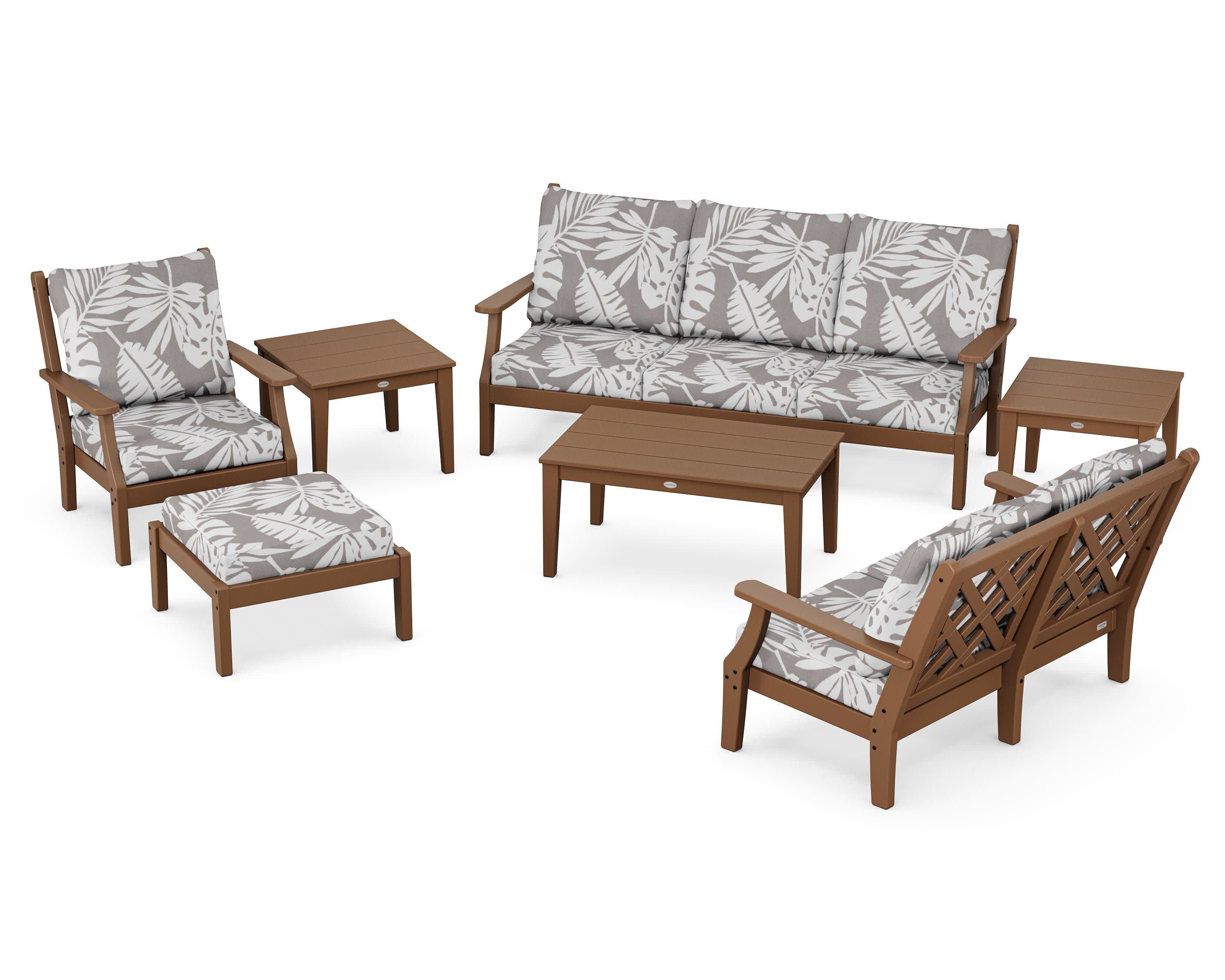 Wovendale 7-Piece Deep Seating Set in Teak / Leaf Grey Mist