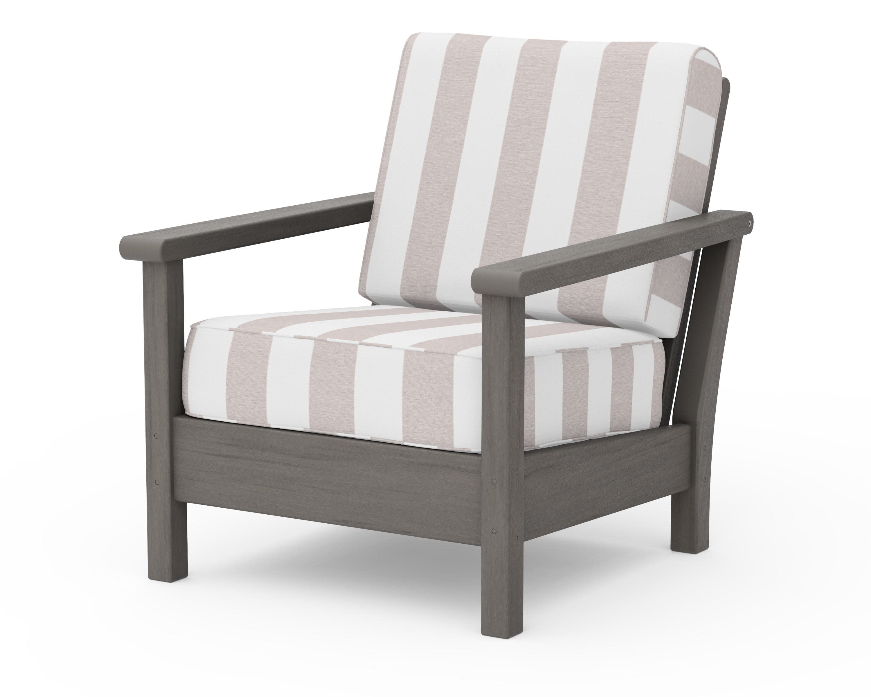 Harbour Deep Seating Chair in Driftwood / Cabana Stripe Dune Burlap