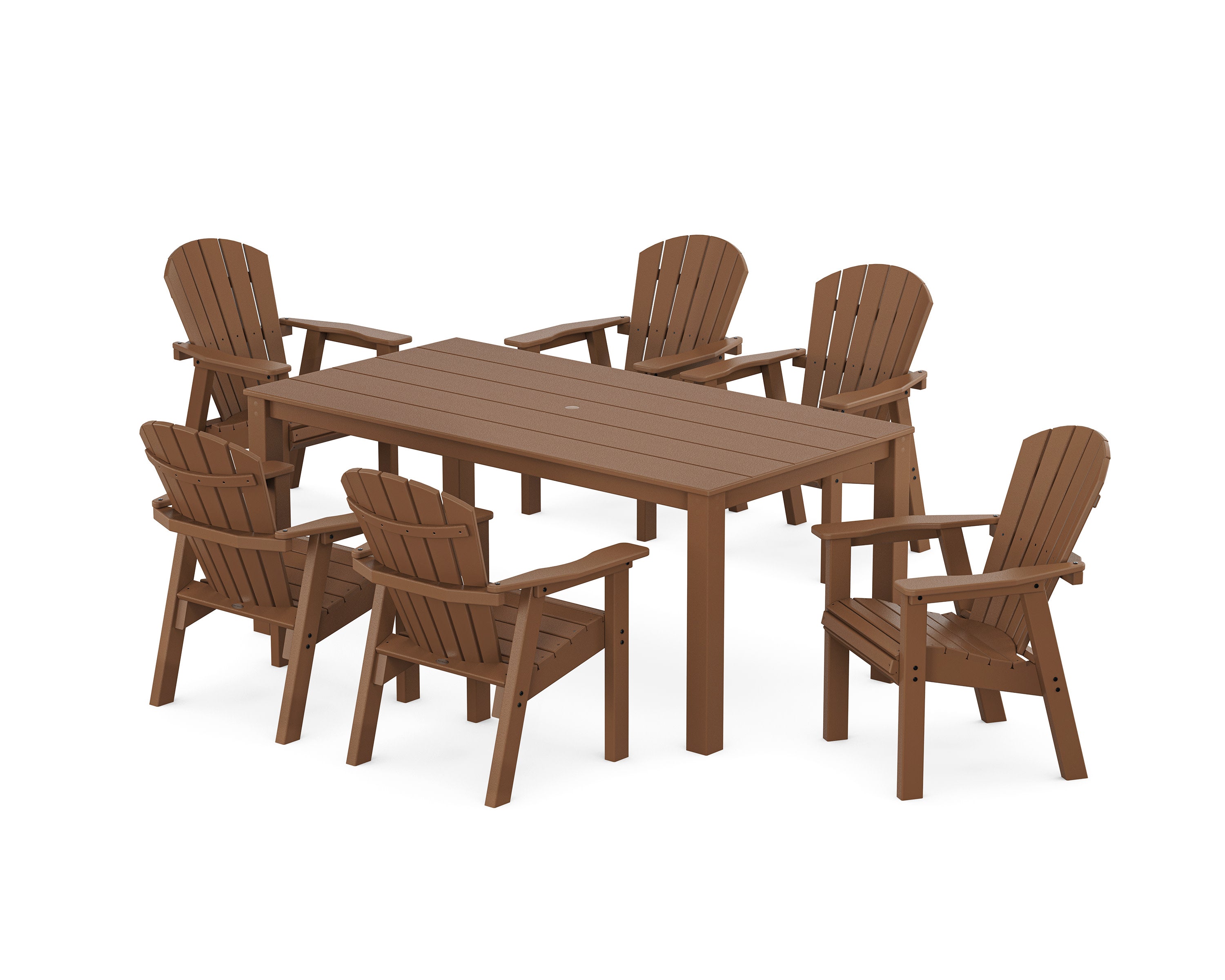 Seashell 7-Piece Parsons Dining Set in Teak