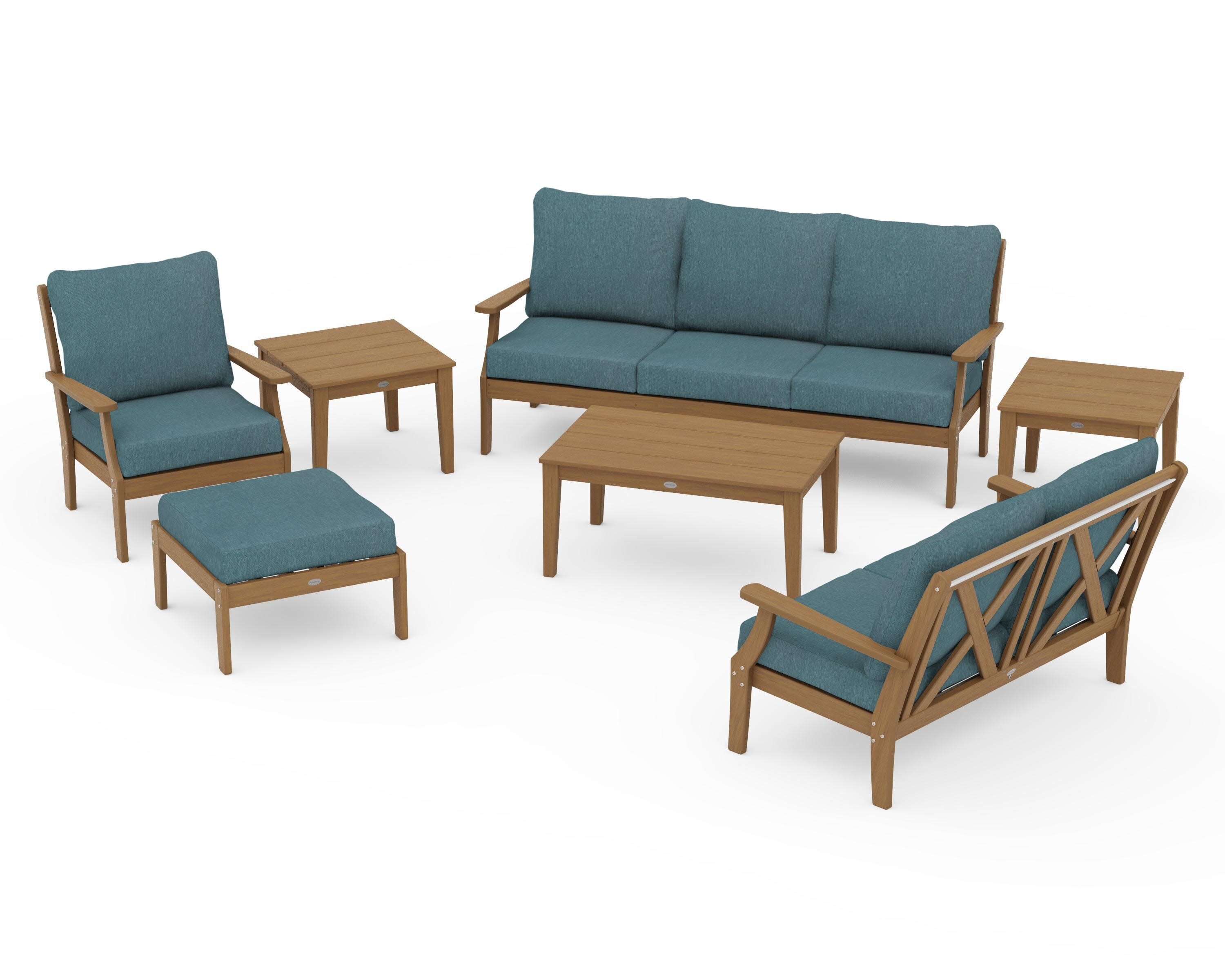 Braxton 7-Piece Deep Seating Set in Natural / Ocean Teal