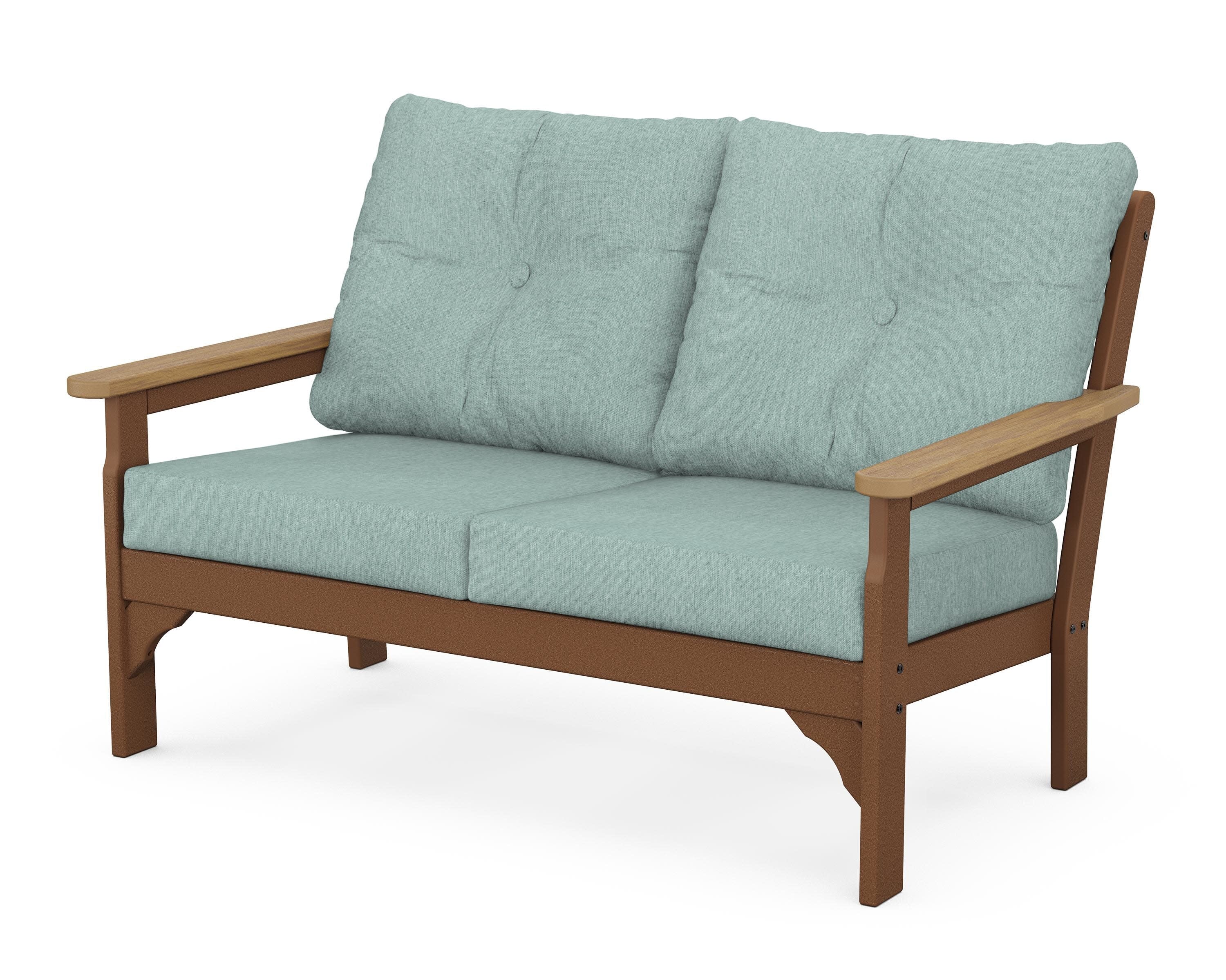 Vineyard Deep Seating Loveseat in Teak / Natural / Glacier Spa