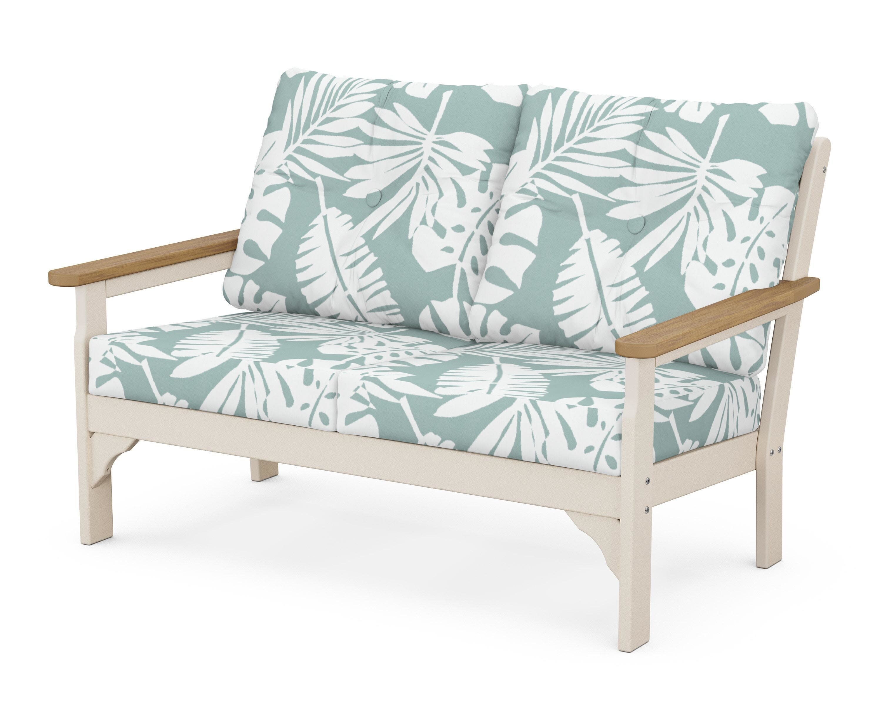 Vineyard Deep Seating Loveseat in Sand / Natural / Leaf Glacier Spa